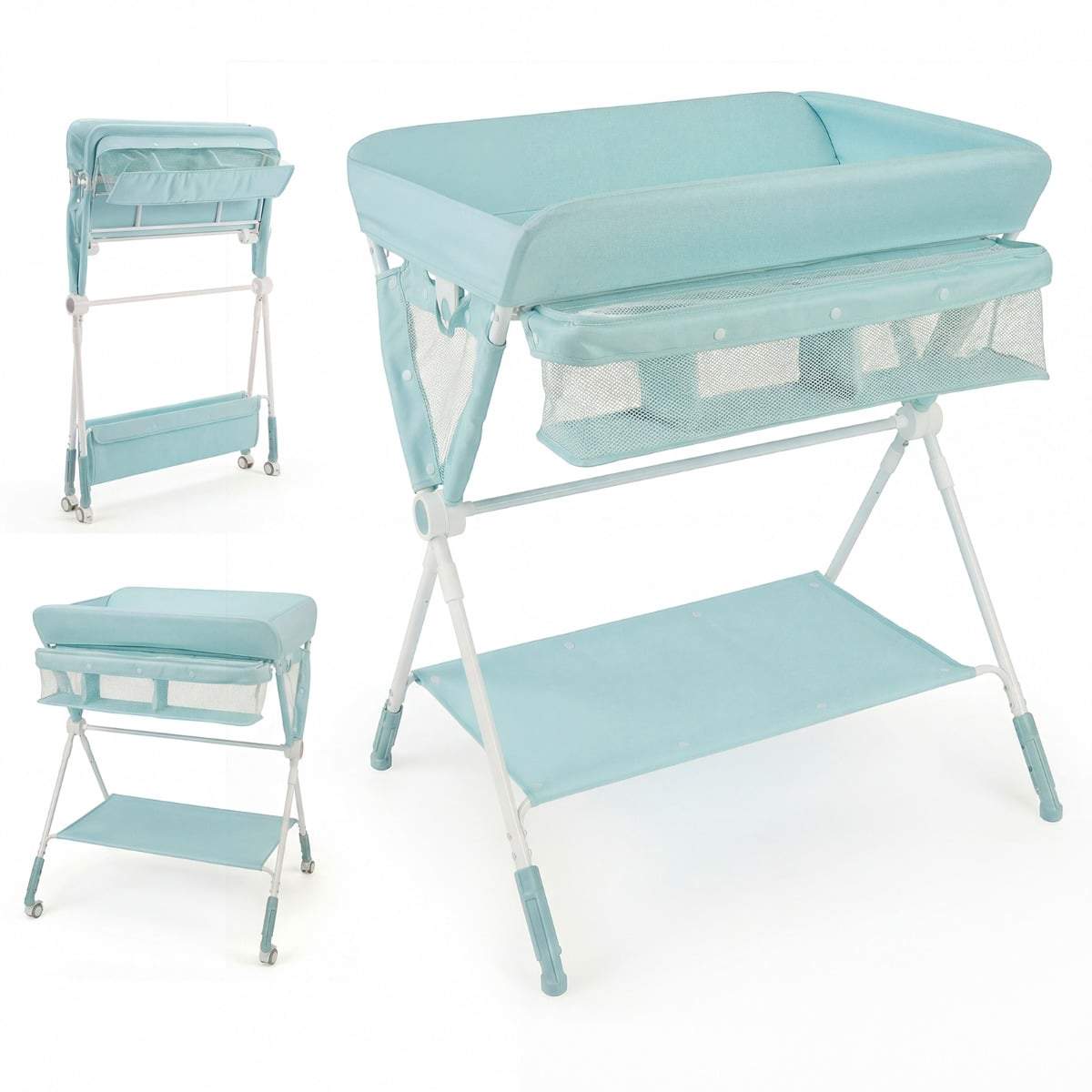 Bærbart puslebord – justerbar højde, låsbare hjul