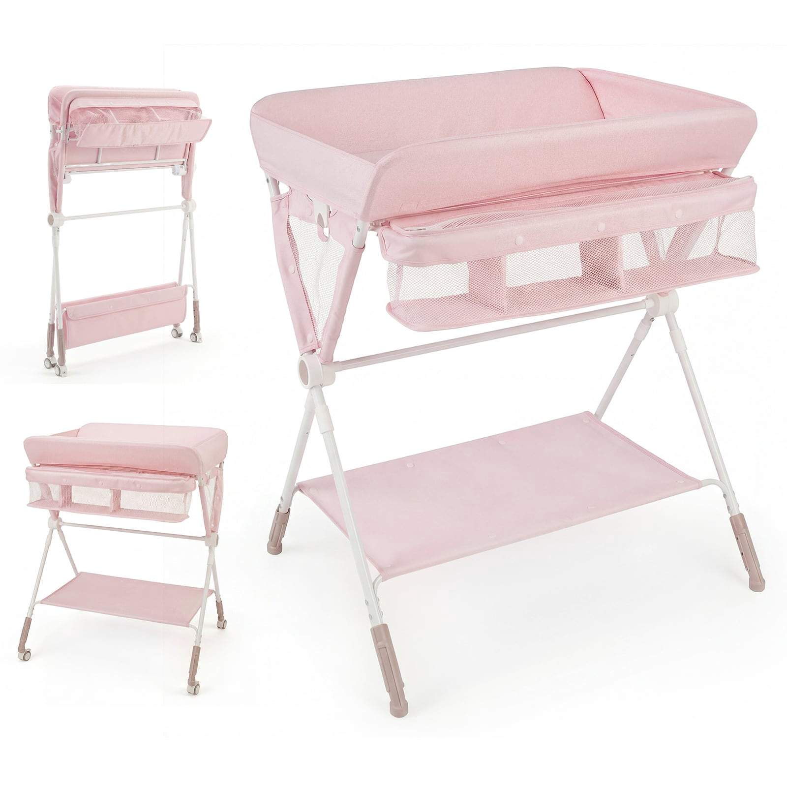 Bärbart hopfällbart skötbord med justerbar höjd – rosa | Hem & Hobby | Pryloteket