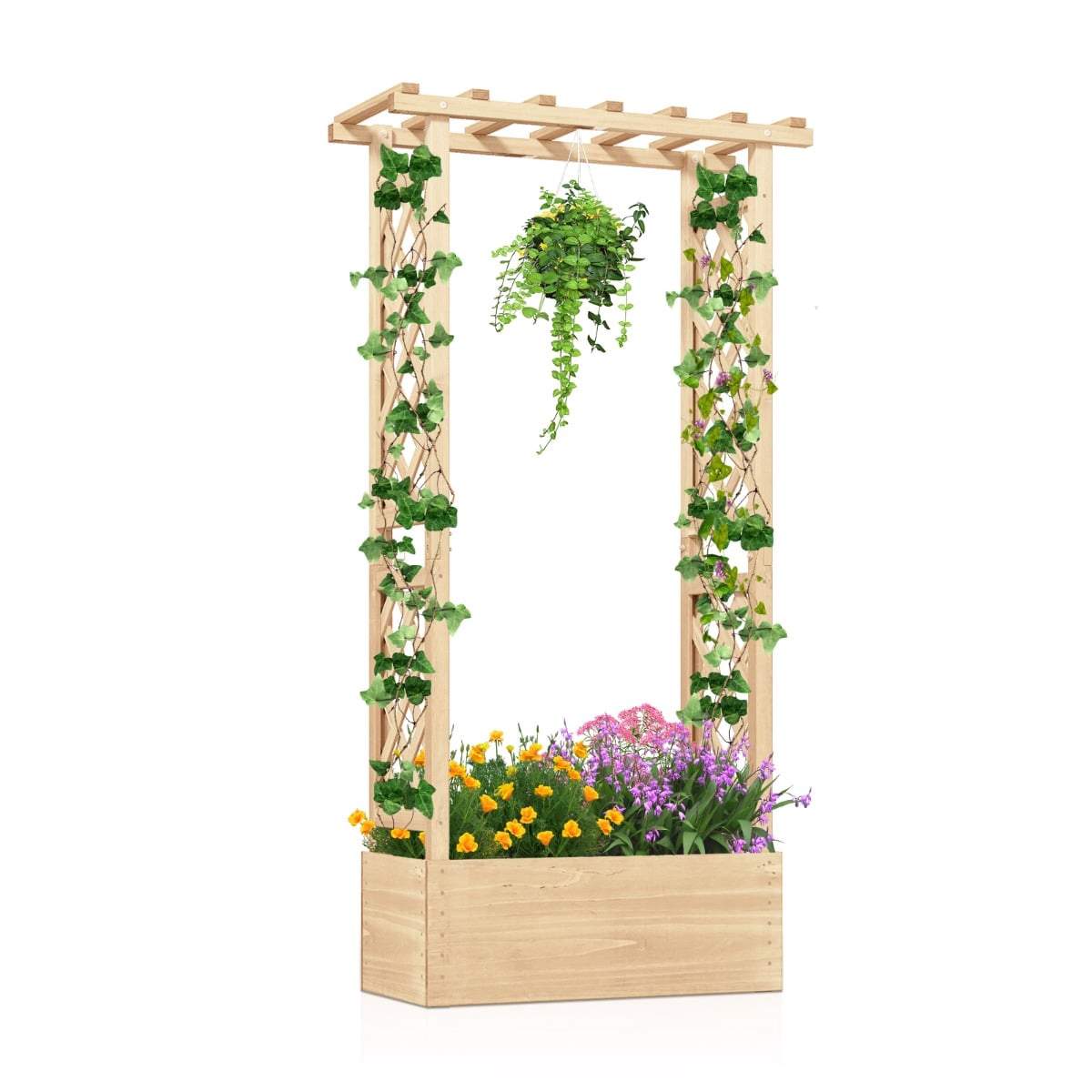 Träplanteringslåda med spaljé och dräneringshål | Hem & Hobby | Pryloteket