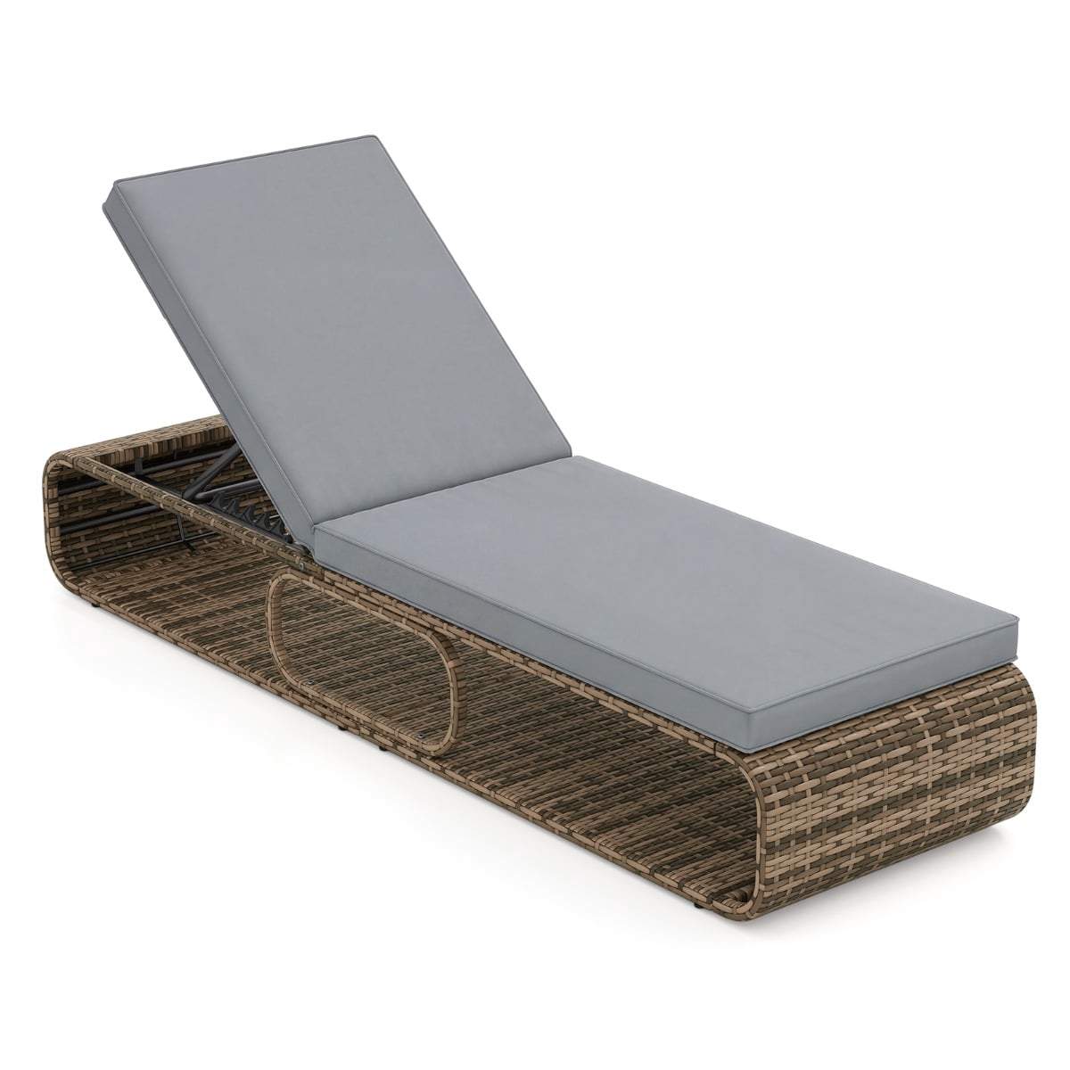 Justerbar solsäng i rotting med dyna – väderbeständig grå | Hem & Hobby | Pryloteket