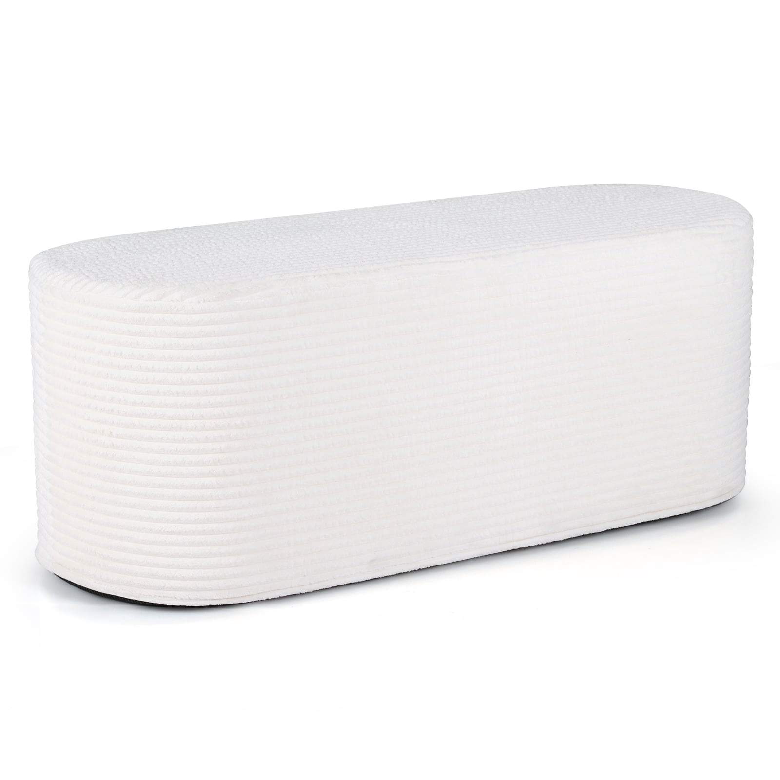 Beige fløjlsbænk i ottomansk materiale – 120 cm, højdensitetsskum