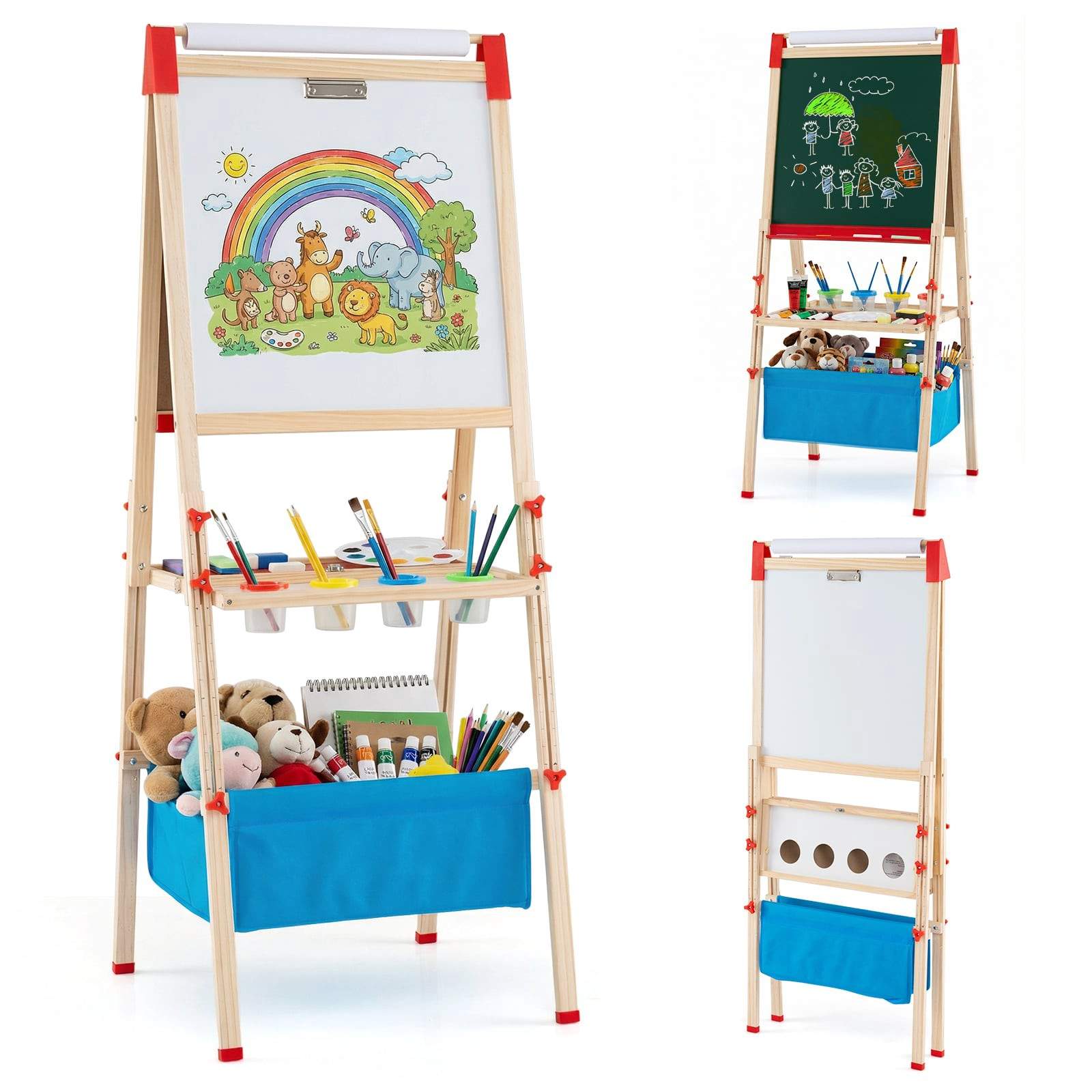 Justerbart børnestaffeli – Magnetisk tavle og kridttavle