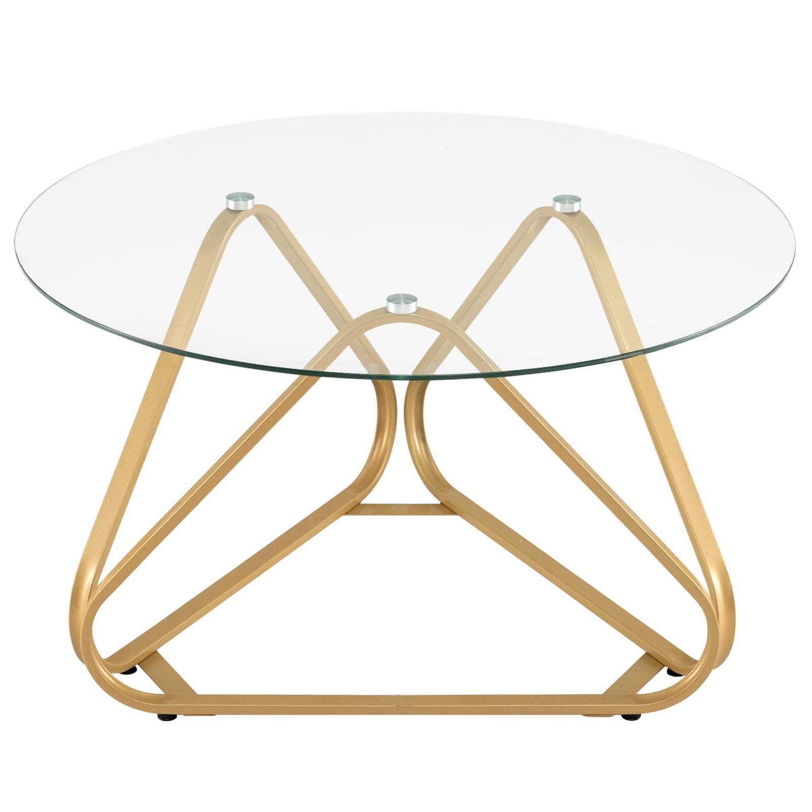 Runt soffbord i glas – 80 cm, guldfärgad metallram | Hem & Hobby | Pryloteket