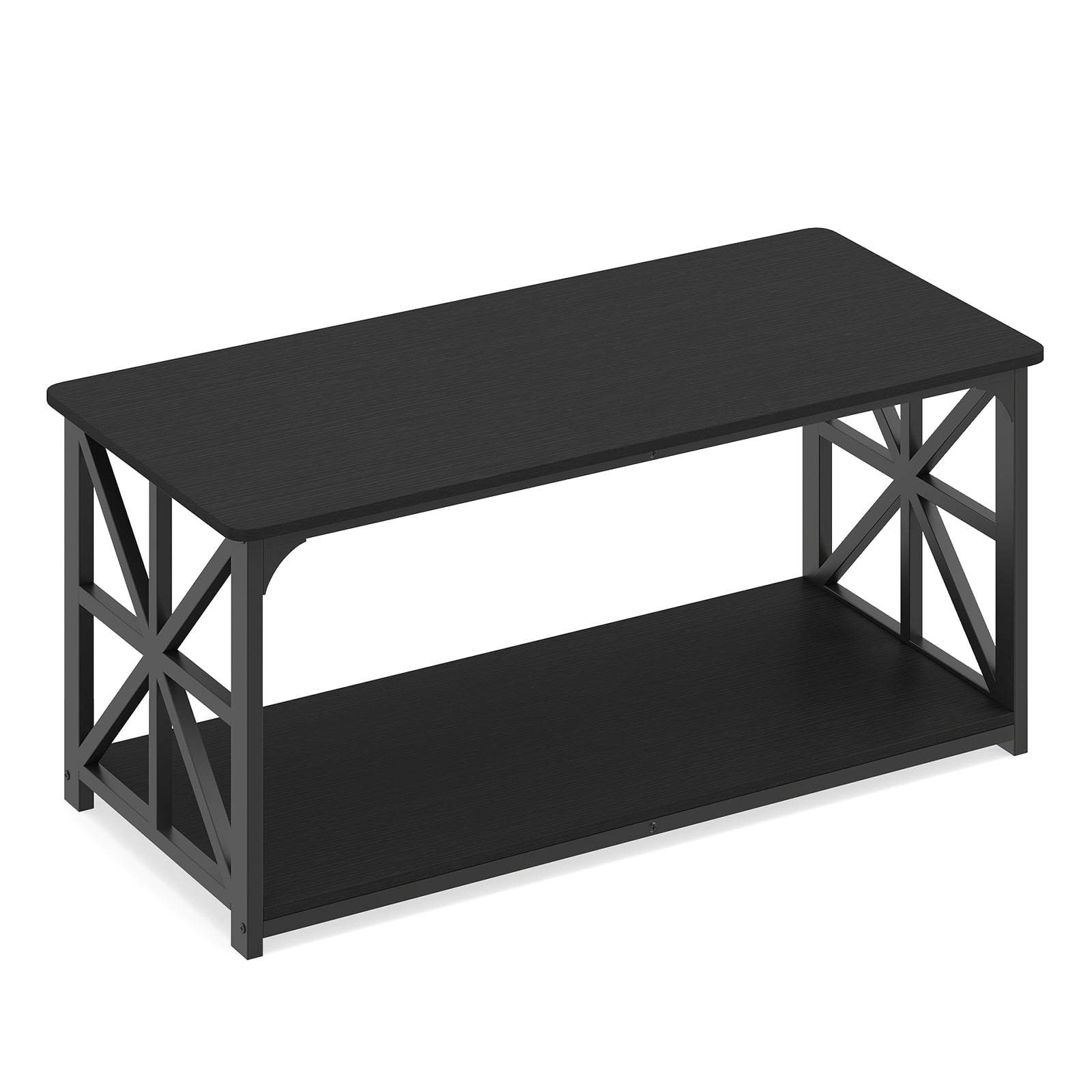 Industriellt svart soffbord med öppen hylla – design i två nivåer | Hem & Hobby | Pryloteket