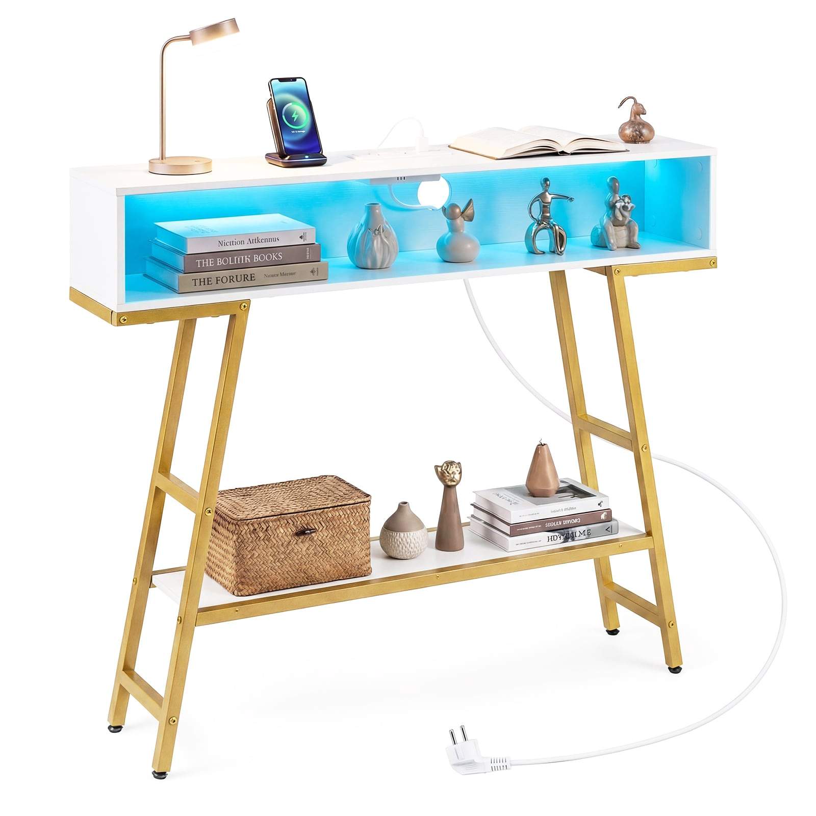 Konsolbord med LED-lys og ladestation