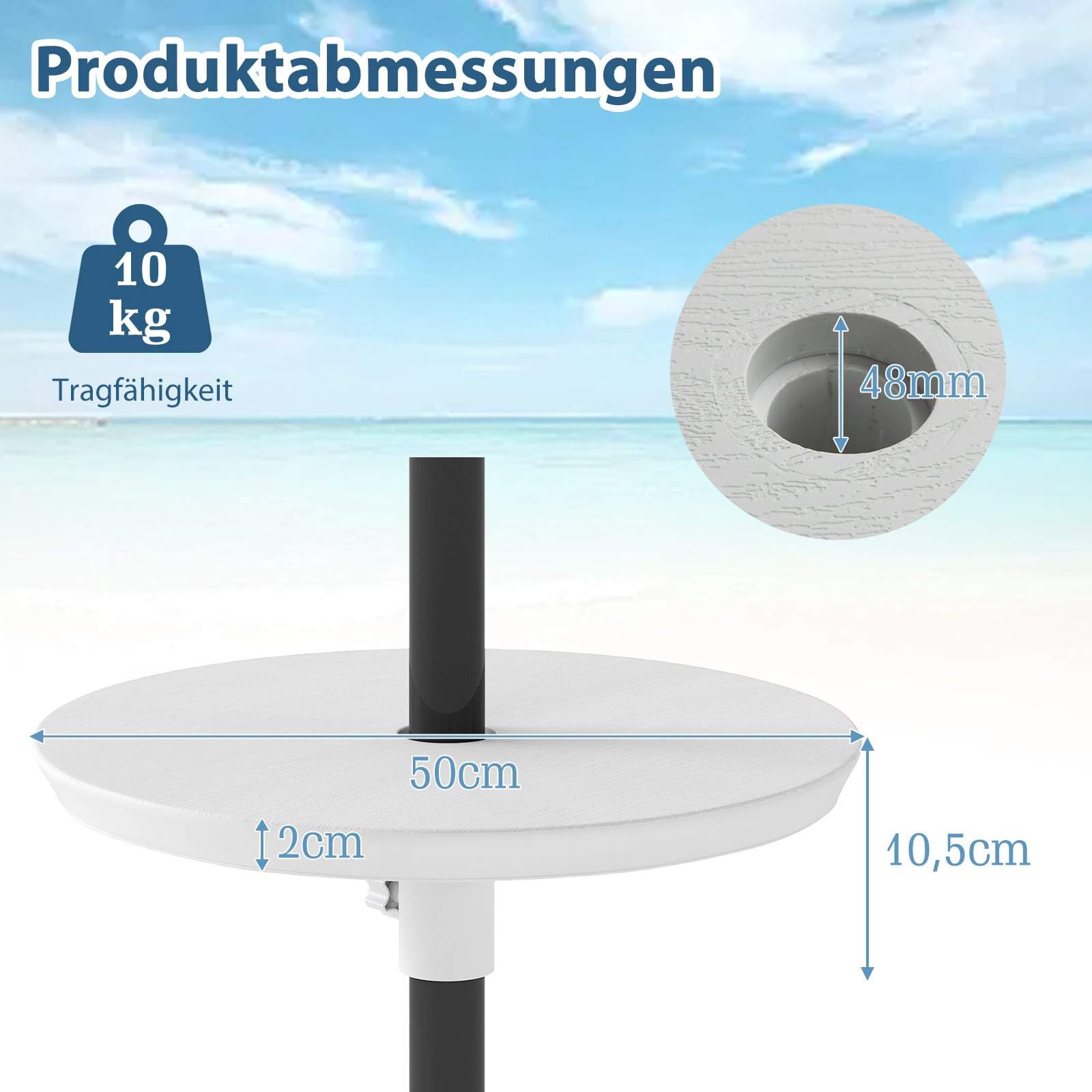 Justerbart parasolbord til terrassen – passer til stænger på 38-48 mm