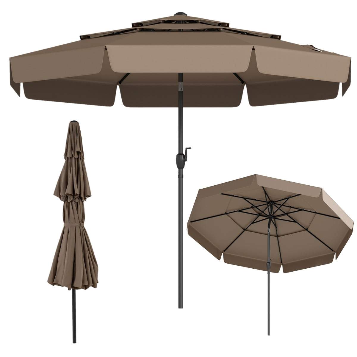 300 CM udendørs parasol – ventileret, vipbar, polyester