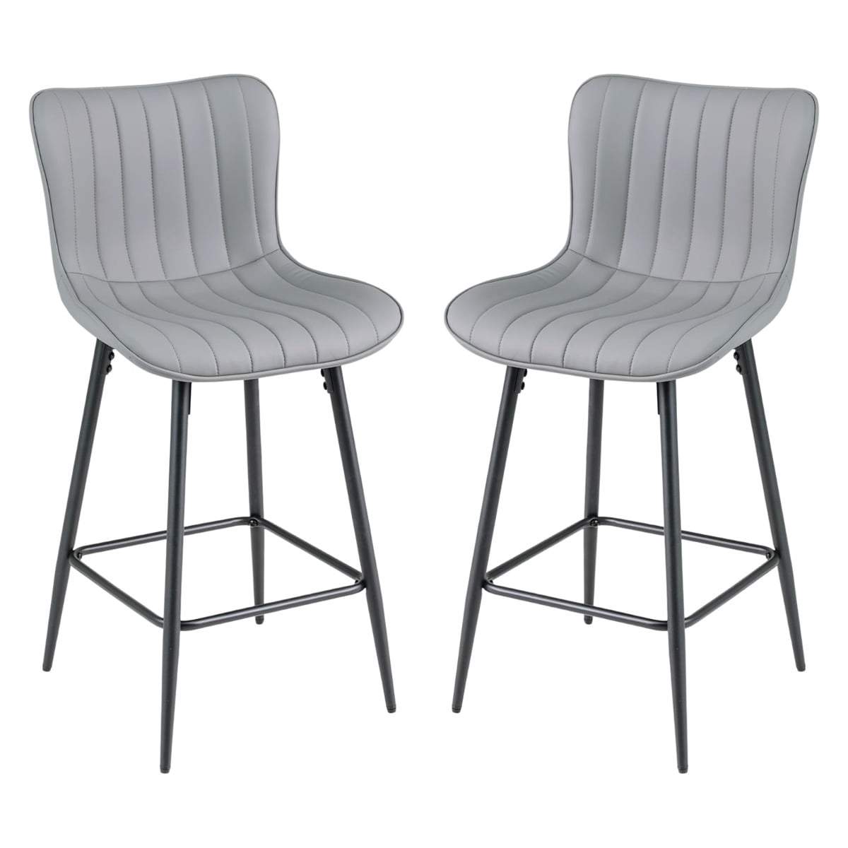 Ergonomiska barstolar set om 2 – grå, konstläder | Hem & Hobby | Pryloteket