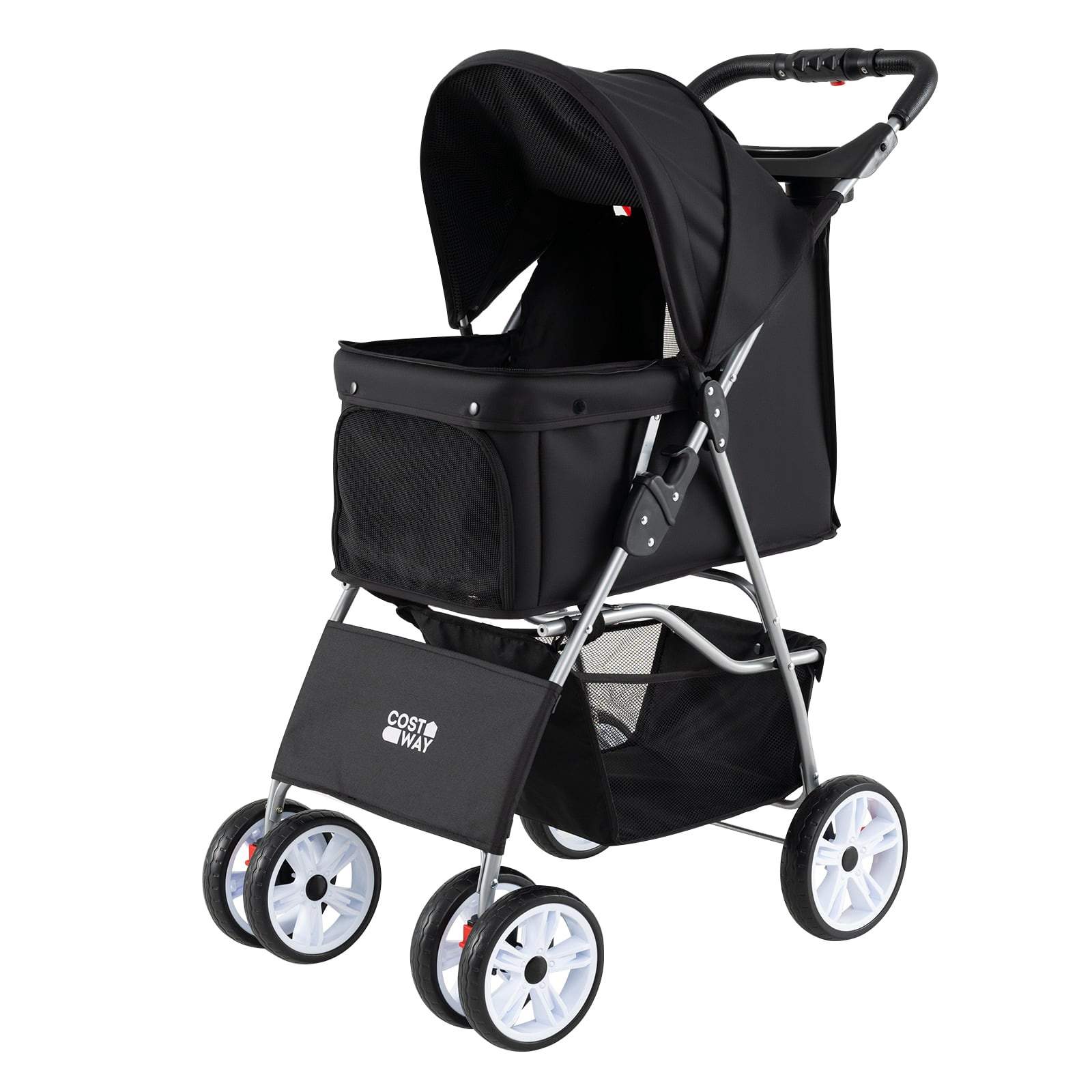 Sammenklappelig kæledyrsklapvogn – sort, terrængående, 15 kg kapacitet