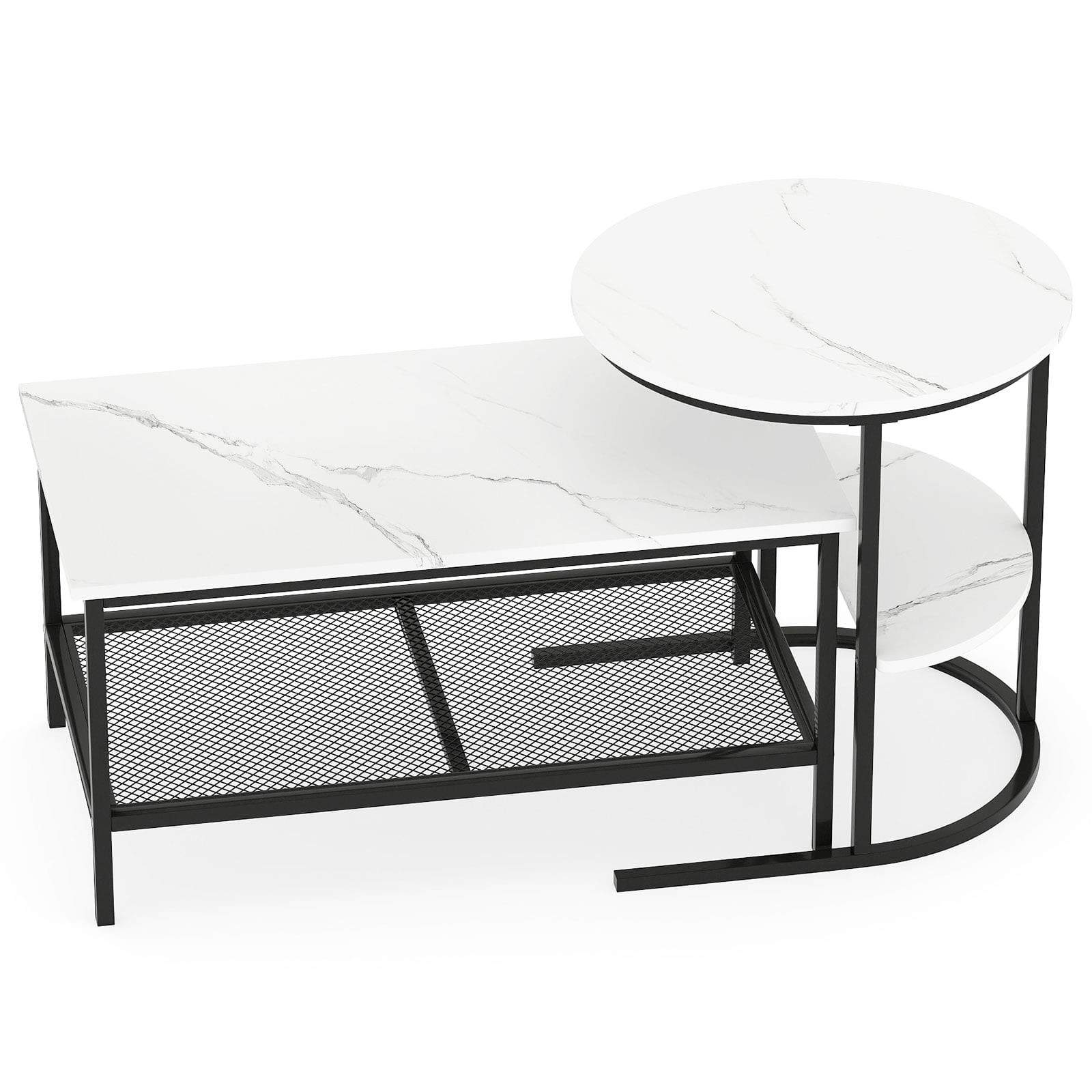 2-delat soffbordsset med skiva i konstmarmor – svart | Hem & Hobby | Pryloteket