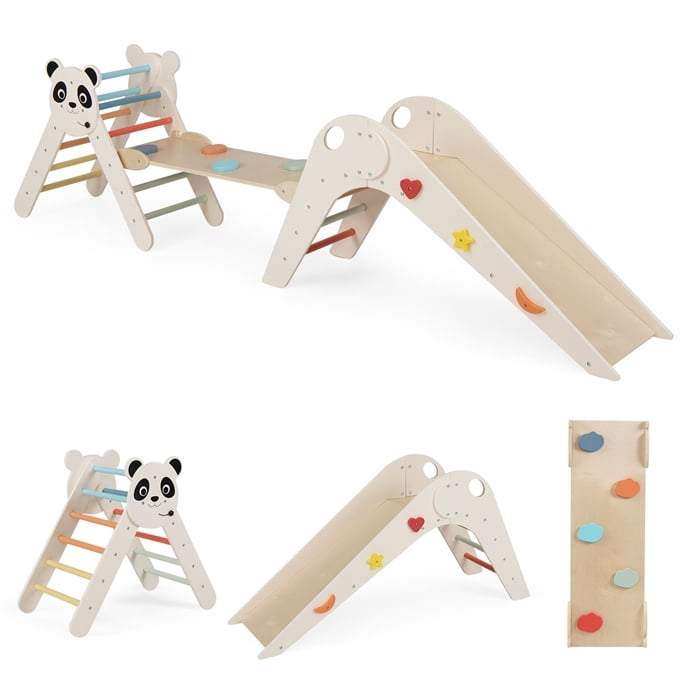 Hopfällbart Montessori-klätterset – Panda-design, trä | Hem & Hobby | Pryloteket
