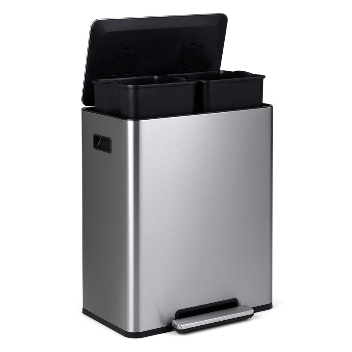 60L köksavfallsbehållare i rostfritt stål – dubbla fack, mjukstängande | Hem & Hobby | Pryloteket