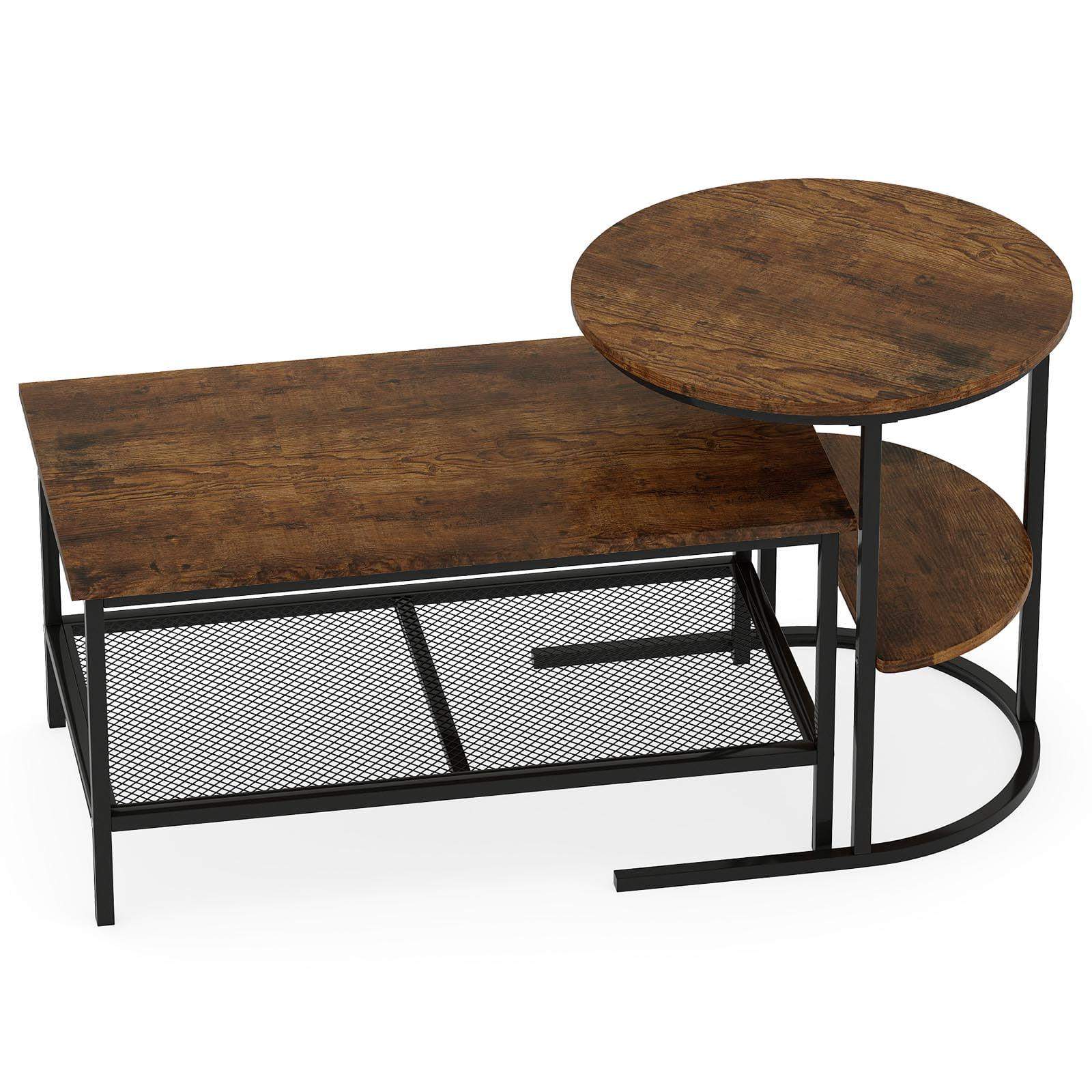 2-delt sofabordssæt med bordplader i imiteret marmor