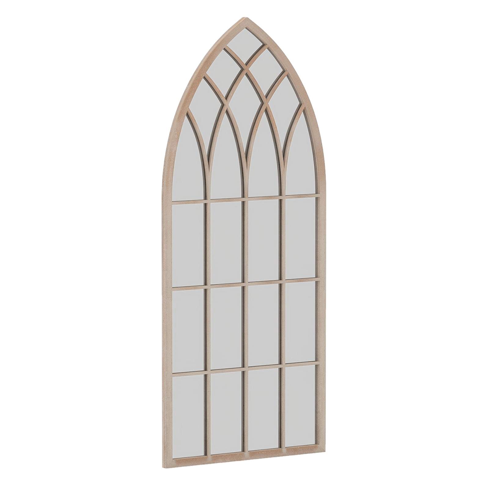 Vægspejl i landlig stil med buet mønster, grå metalramme, 115x50 cm