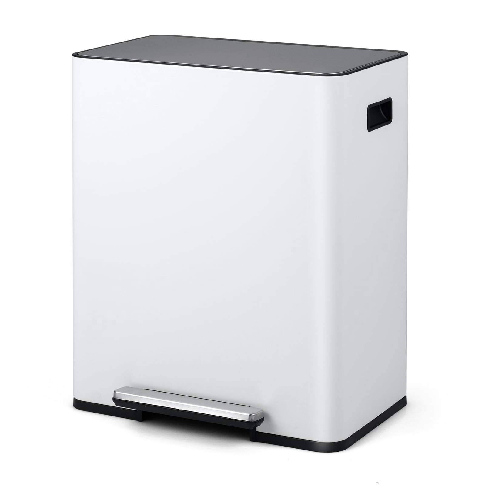 60L køkkenspand i rustfrit stål – dobbelt rum, blød lukning