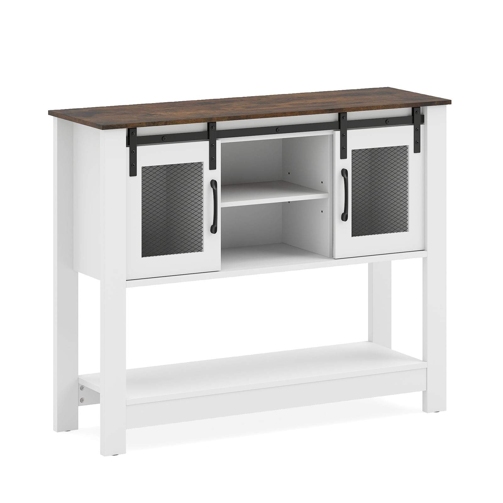 Skænk med skydedøre – justerbare hylder og opbevaring