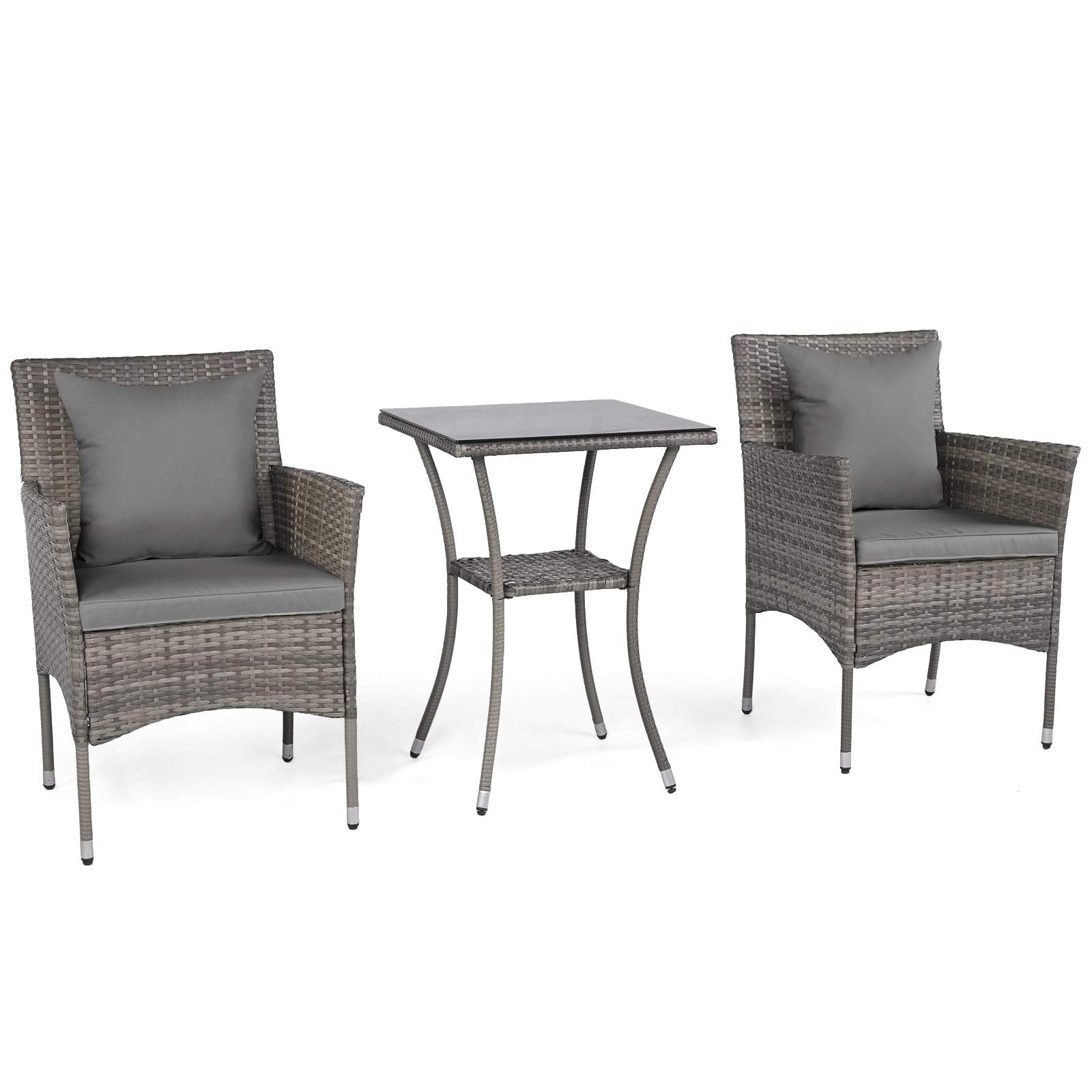 3-delat utemöbler i rotting – 2 stolar och glasbord | Hem & Hobby | Pryloteket