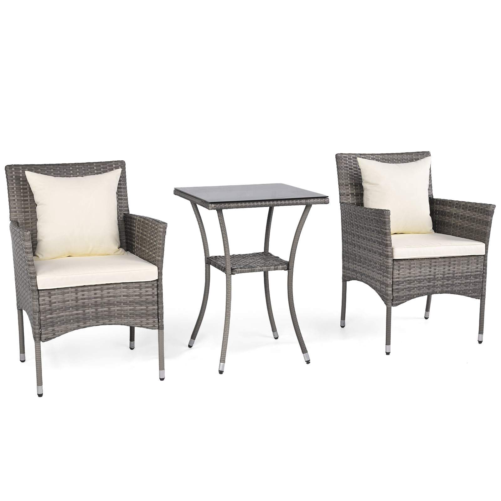 3-delat utemöblerset i rotting med kuddar och glasbord | Hem & Hobby | Pryloteket