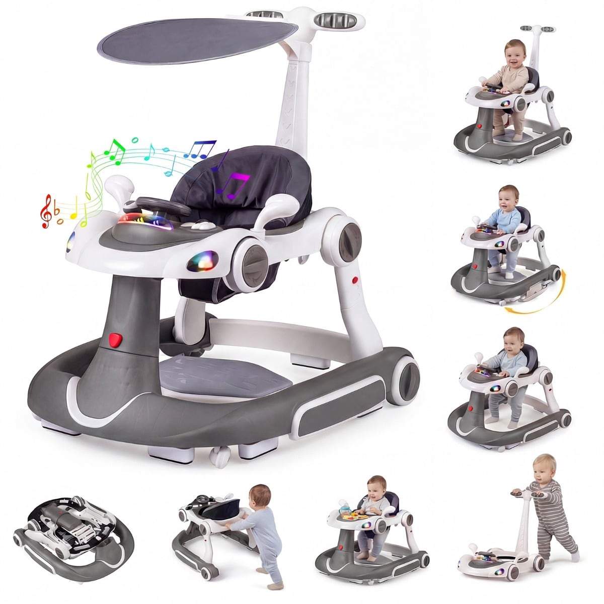 7-i-1 gåstol med justerbar højde og hastighed