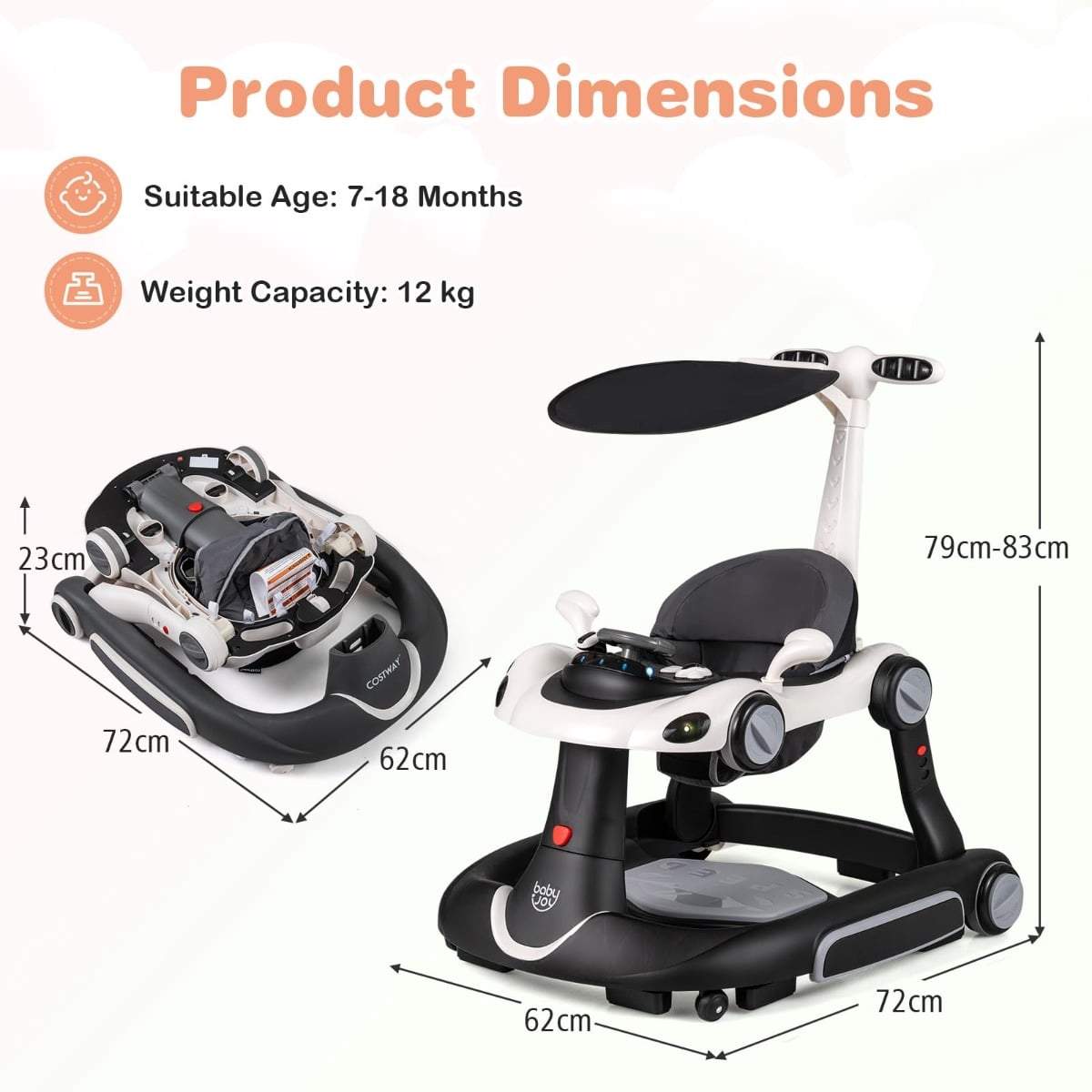 7-i-1 justerbar gåstol med sufflett och aktivitetscenter | Hem & Hobby | Pryloteket