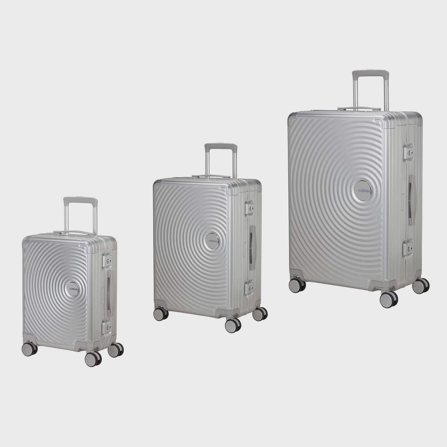 Sølvfarvet aluminiumsbagagesæt – 3-delte spinnerhjul