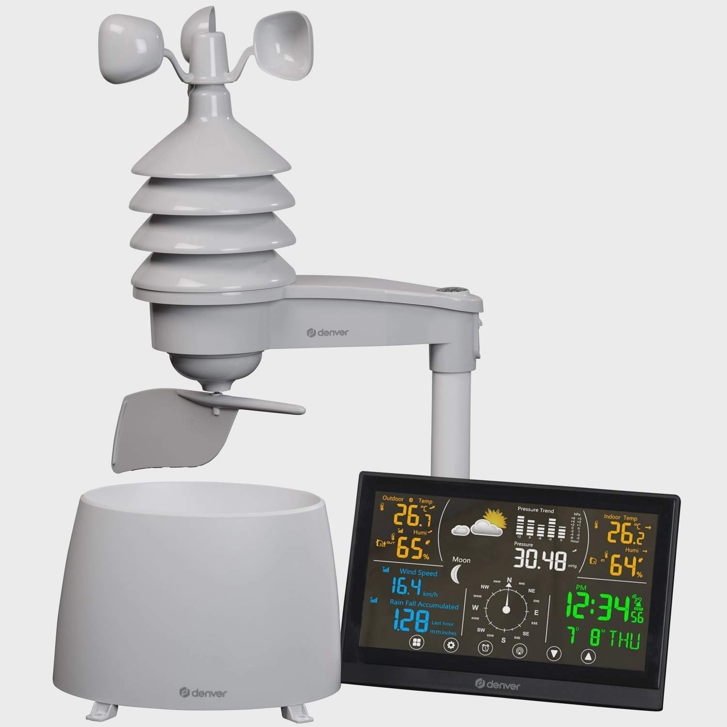 Vejrstation med farvedisplay og trådløse sensorer billede