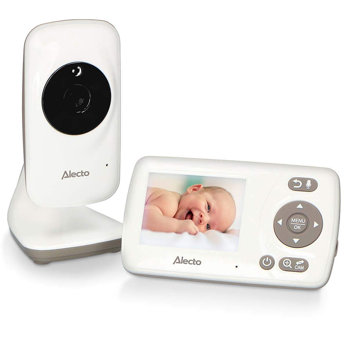 Babyalarm med kamera, 2,4" skærm, nattesyn billede