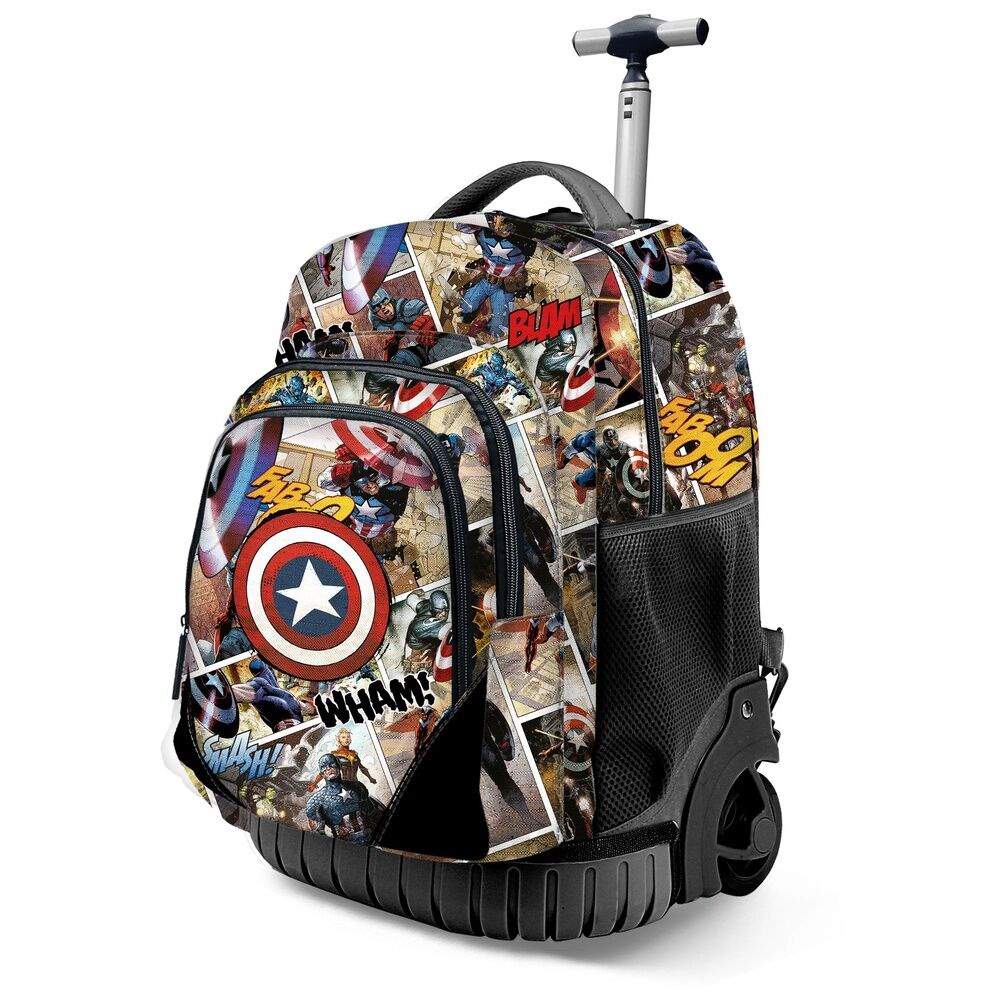 Captain America Trolley Rygsæk – 47 cm, med hjul, flere lommer