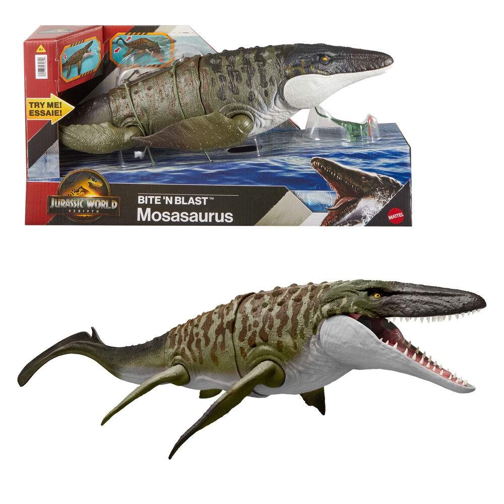 Mosasaurus dinosaurlegetøj med bidfunktion – 65 cm langt