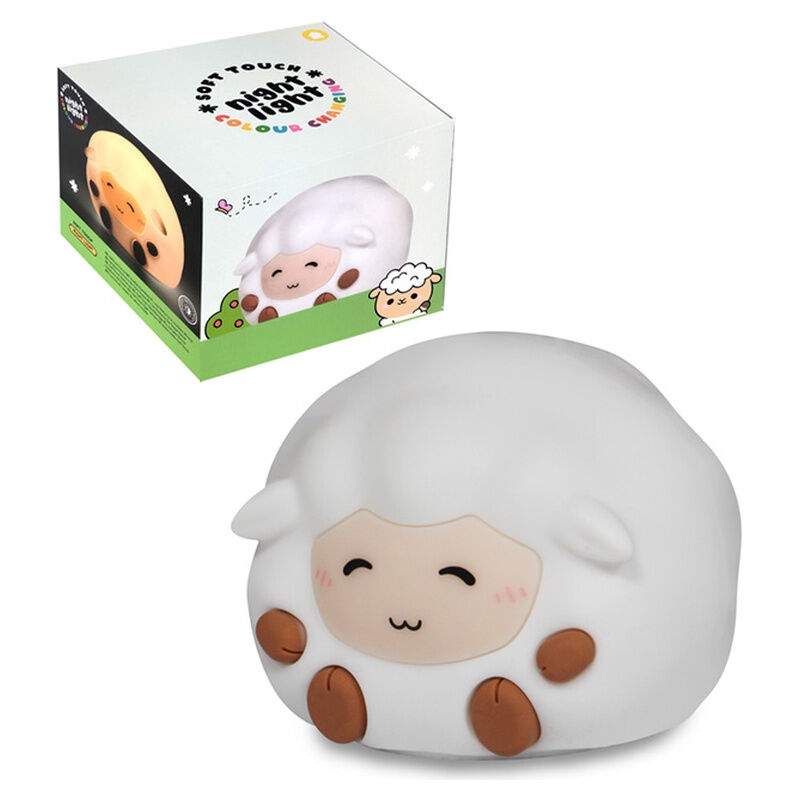 LED-nattlampa med får – laddningsbar silikon, 9x10x9cm | Hem & Hobby | Pryloteket