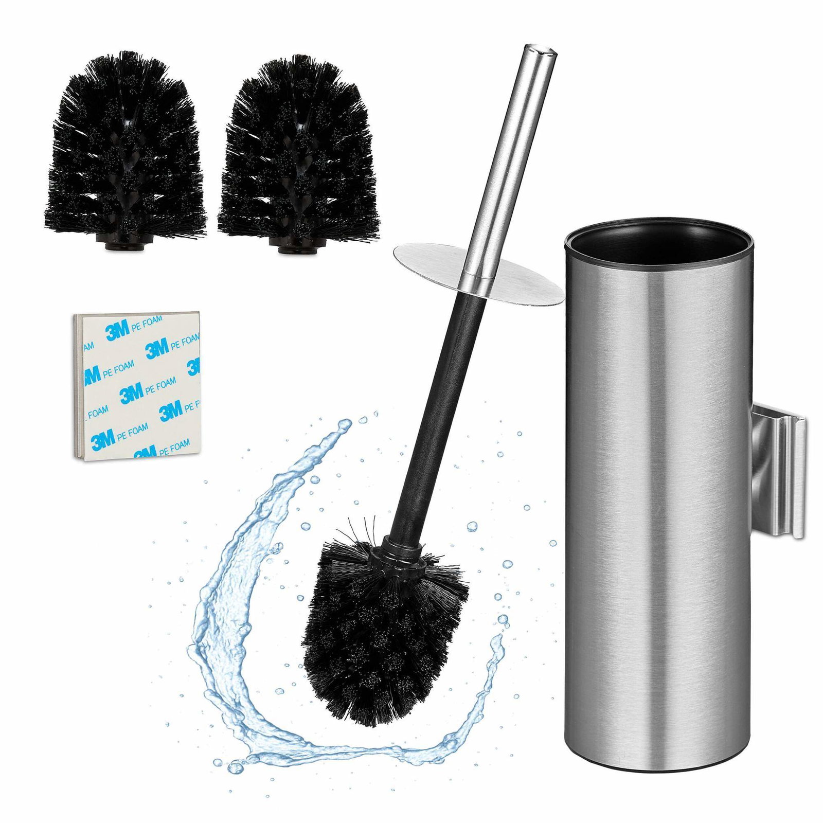 Toiletbørstesæt i rustfrit stål med vægbeslag