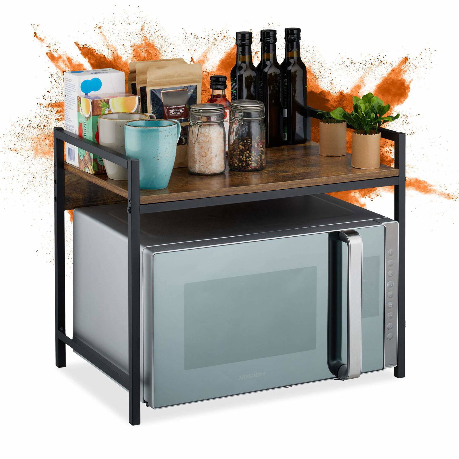 Mikrovågshylla med förvaring – Metallram, industriell design | Hem & Hobby | Pryloteket