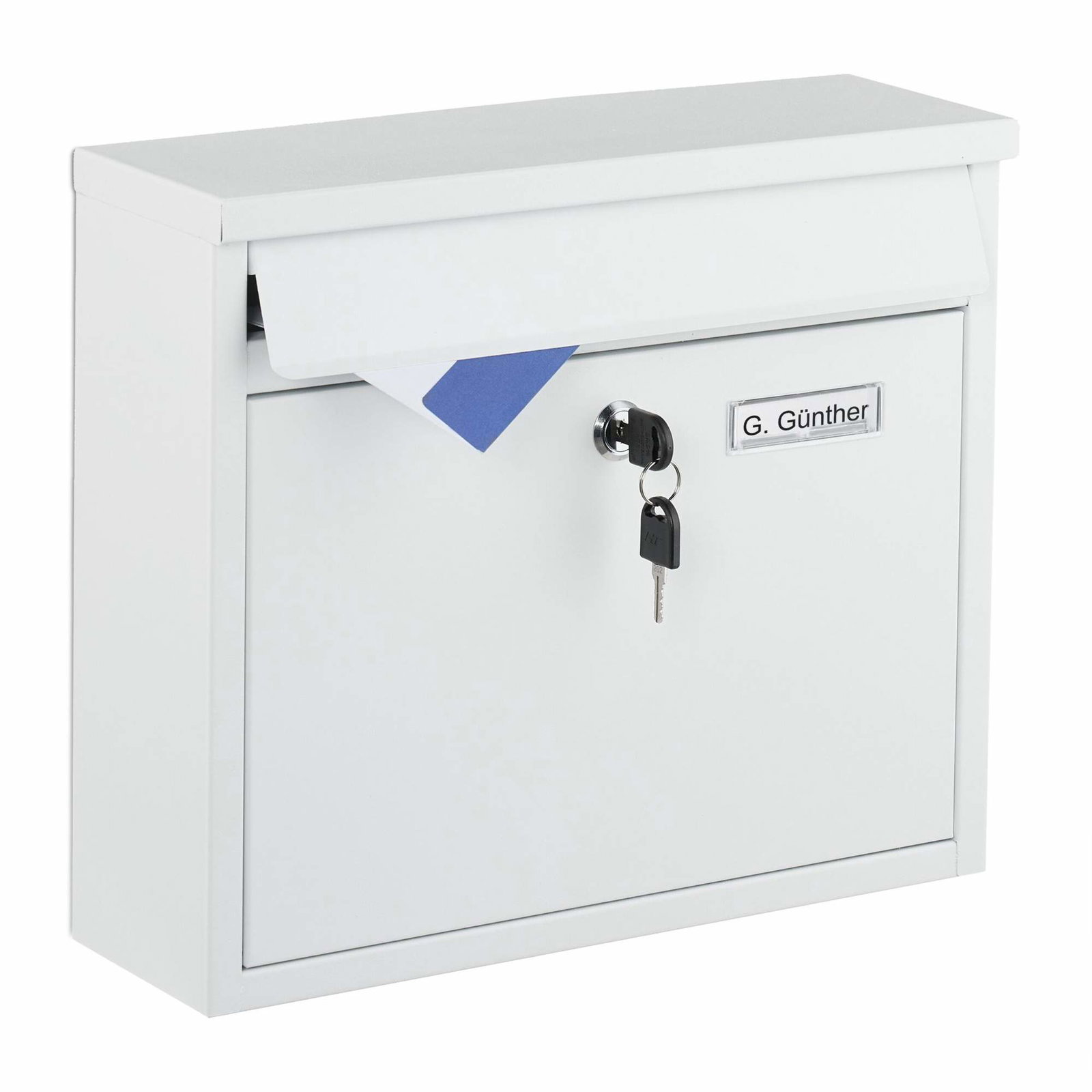 Väggmonterad järnbrevlåda med namnskylt och nycklar | Hem & Hobby | Pryloteket