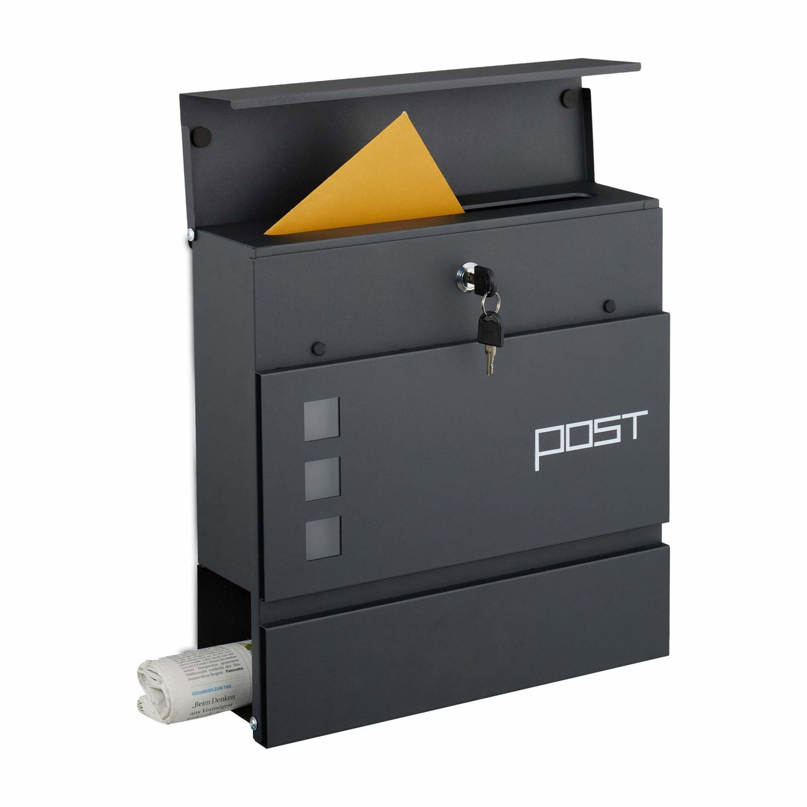 Väggmonterad järnbrevlåda med tidningsrör | Hem & Hobby | Pryloteket
