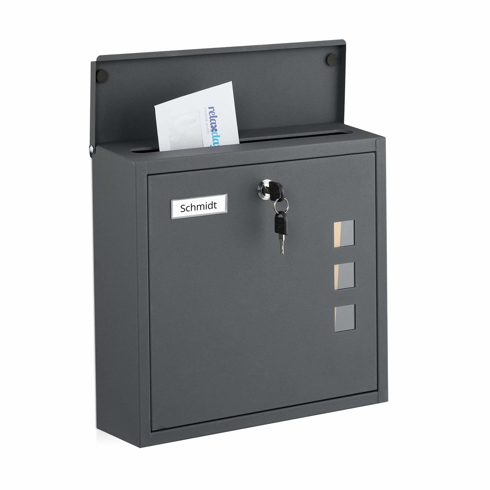 Vægmonteret postkasse med vinduer