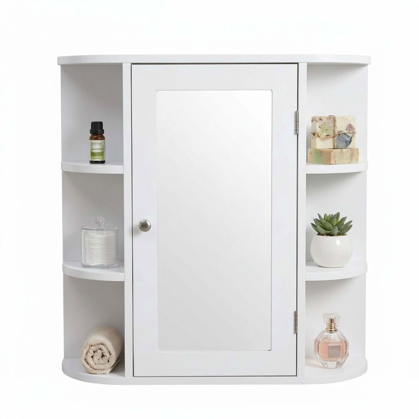 Spejlskab til badeværelse – 10 hylder, vægmonteret