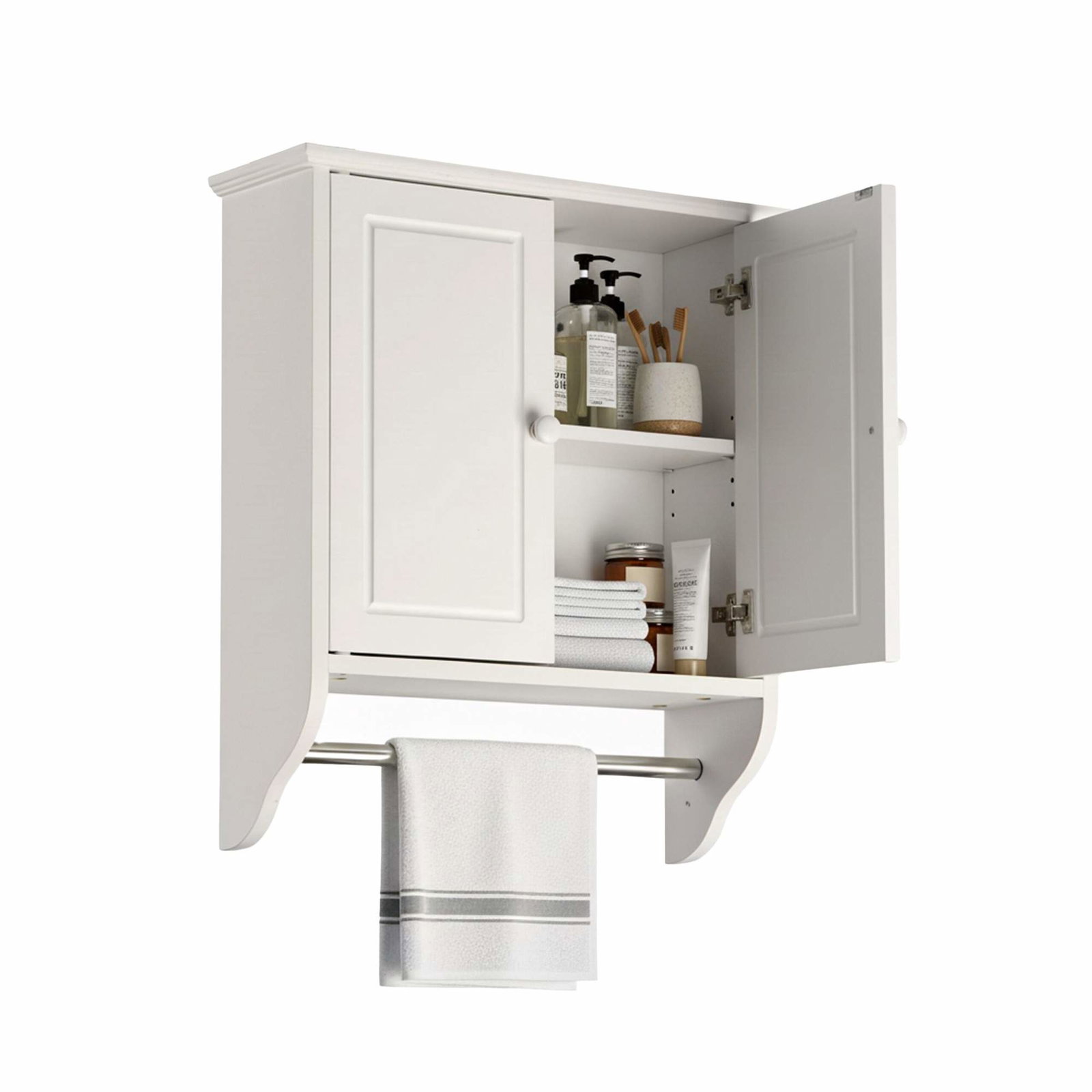 Badrumsskåp med justerbara hyllor och handdukstork | Hem & Hobby | Pryloteket