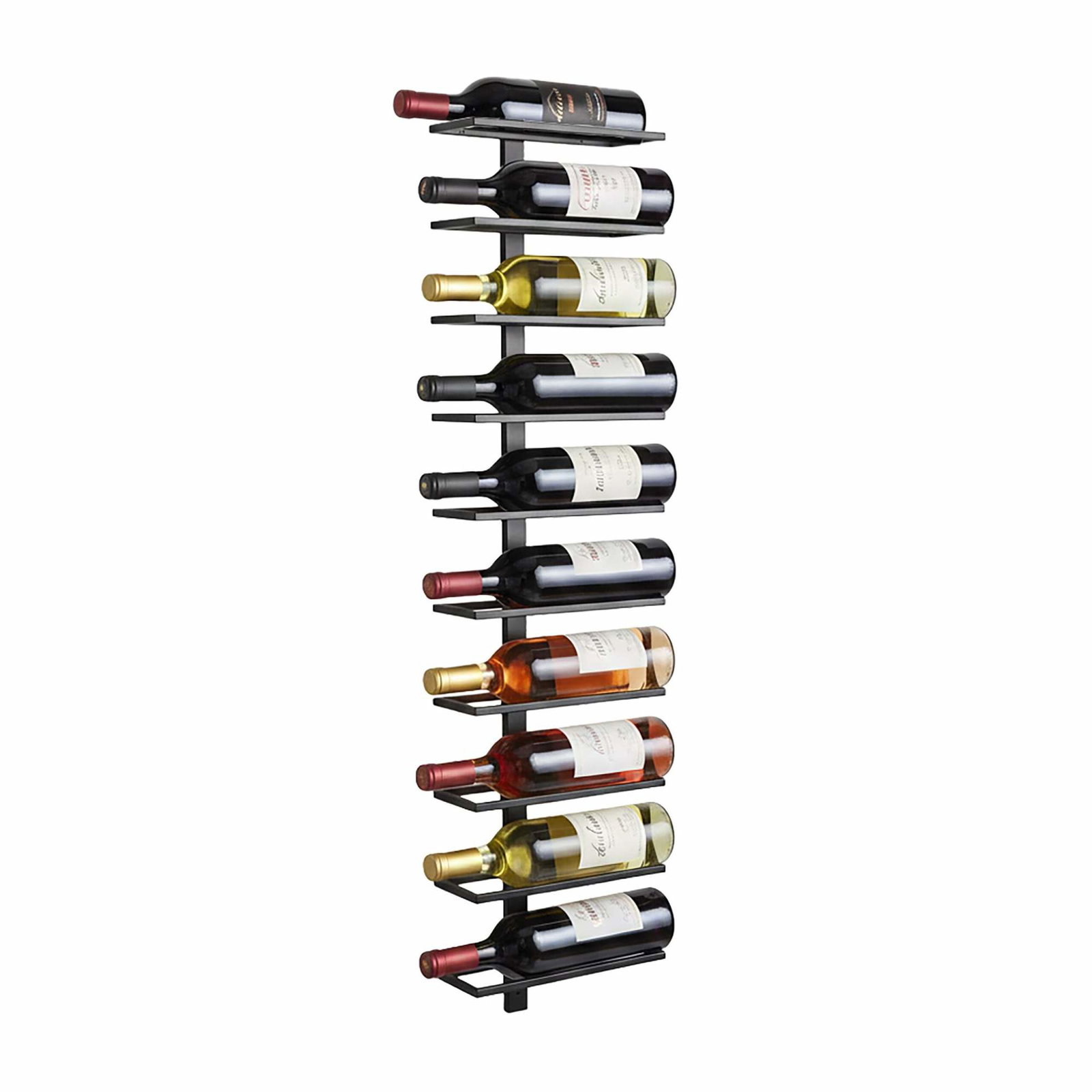 Väggmonterat vinställ – Rymmer 10 flaskor, svart metall | Hem & Hobby | Pryloteket