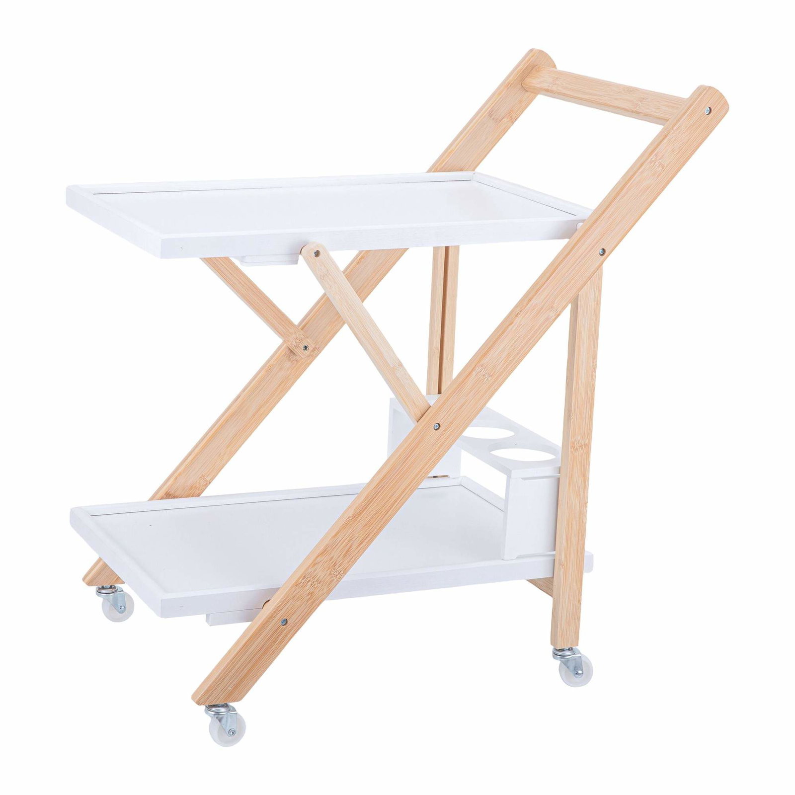 Bambu serveringsvagn med 2 våningar och flaskhållare | Hem & Hobby | Pryloteket