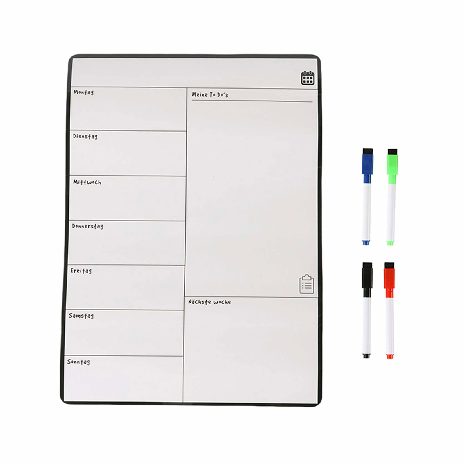 Magnetisk madplanlæggertavle – ugentlig organizer, kan tørres af