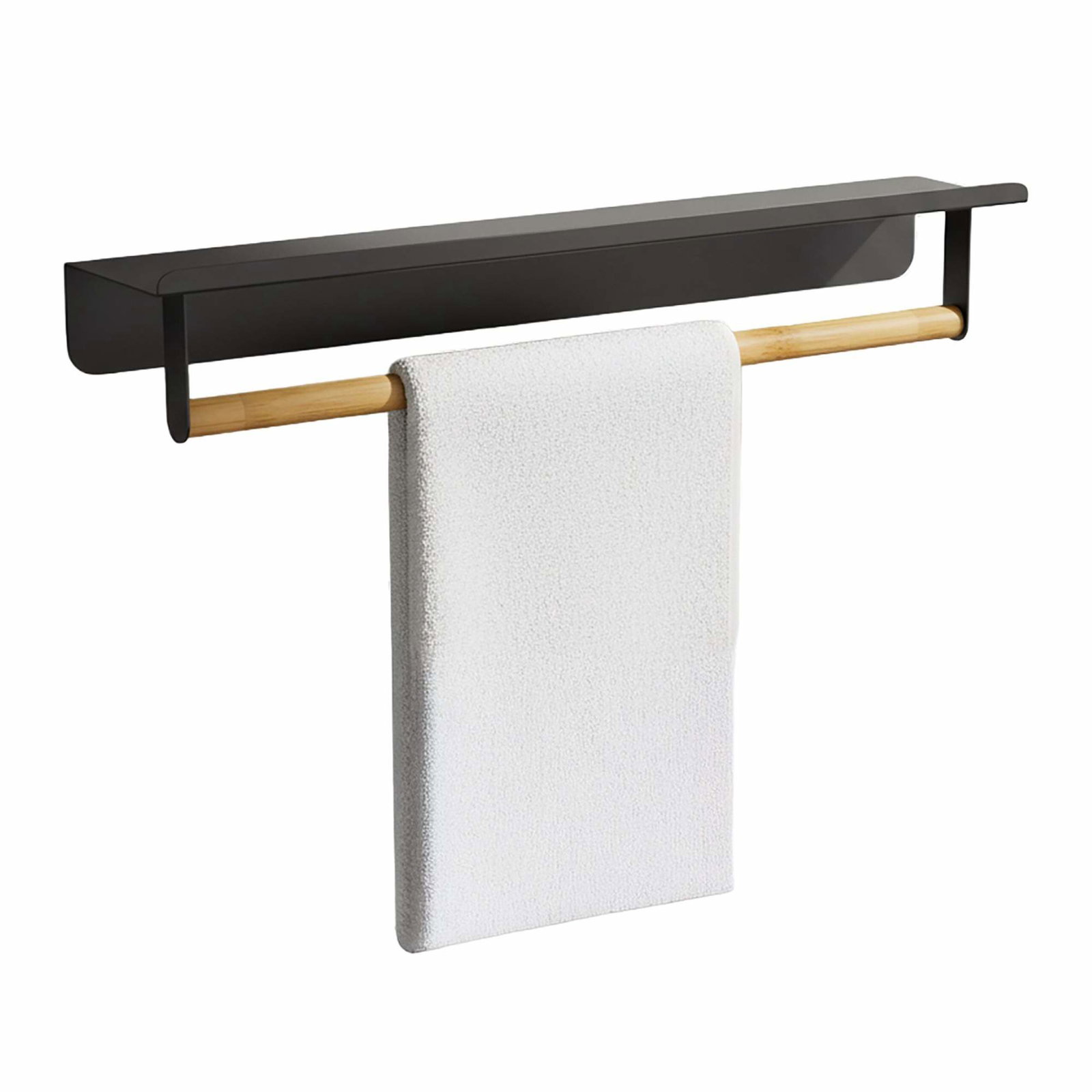 Handdukstork i bambu och metallhylla – Väggmonterad förvaring | Hem & Hobby | Pryloteket
