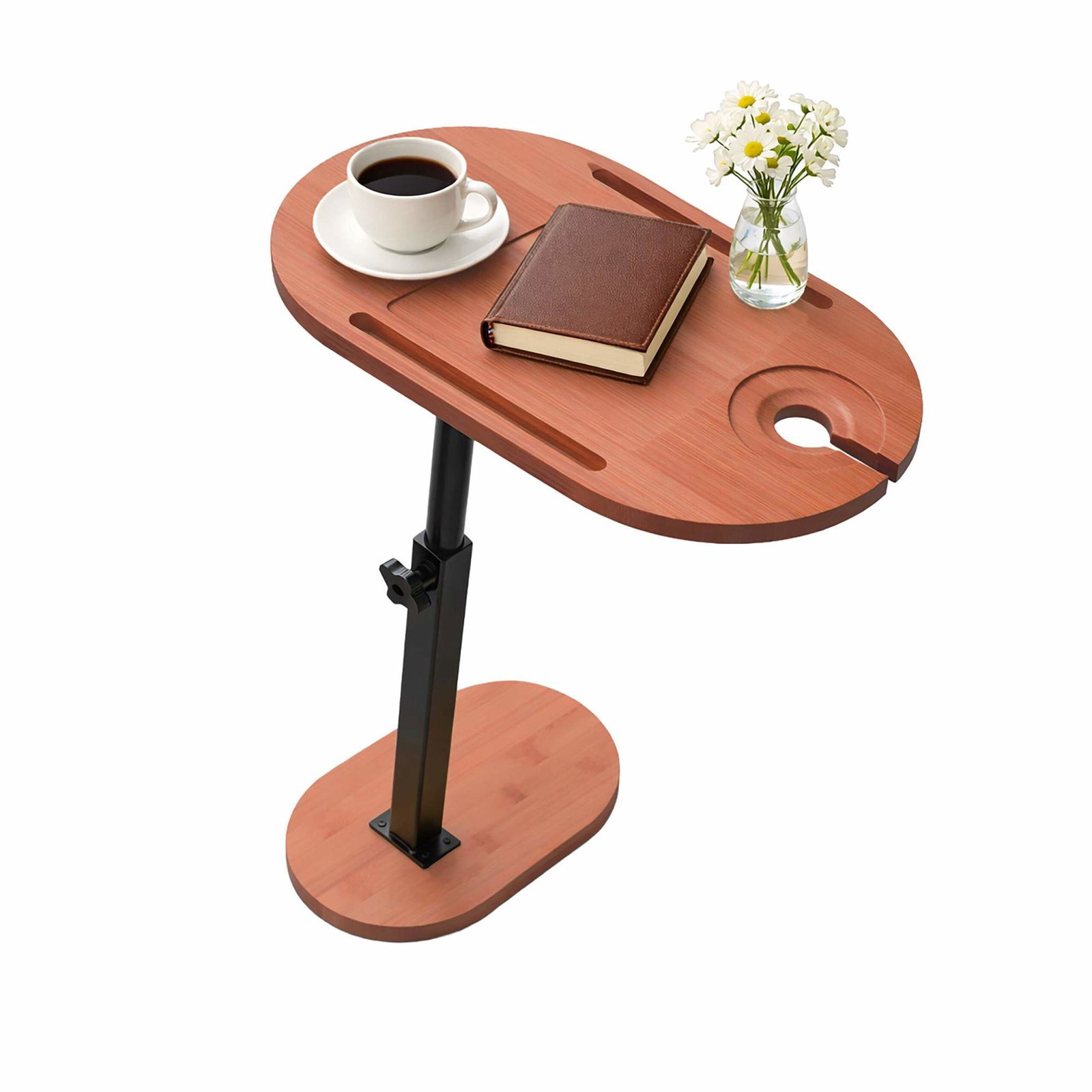 Justerbart sidobord i bambu – C-formad, platsbesparande design | Hem & Hobby | Pryloteket