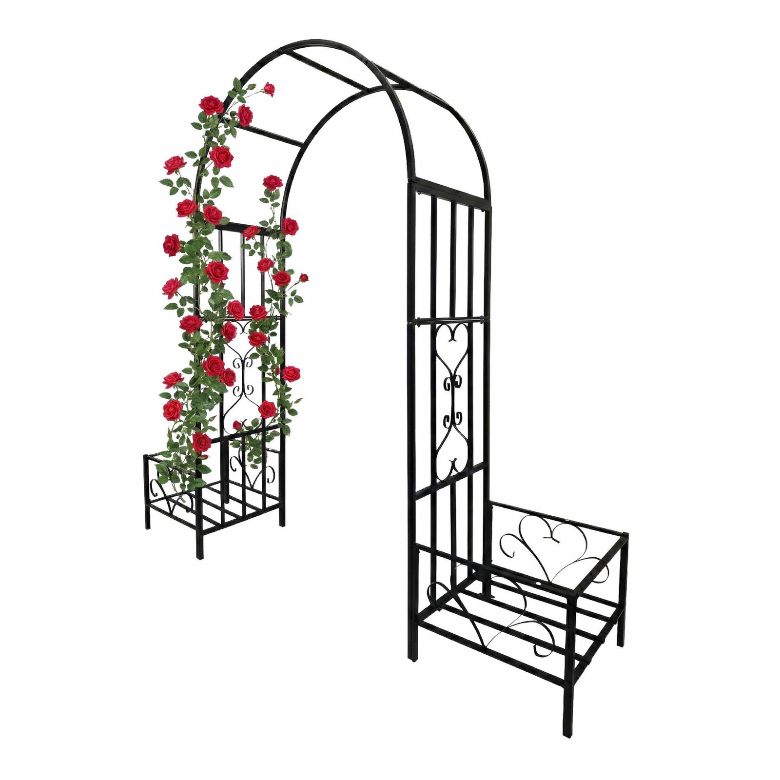 Metalrosebue med plantekasser – Romantisk havelysthus