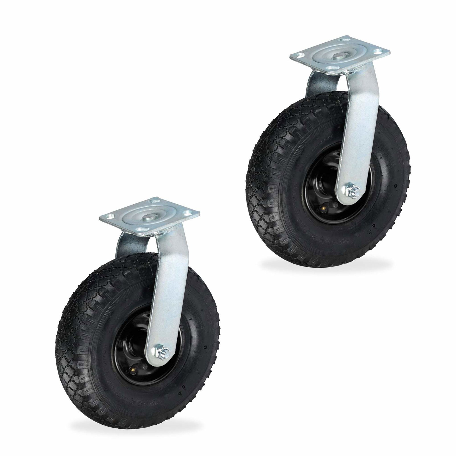 Drejelige hjul med luftgummihjul – sæt med 2, kraftig
