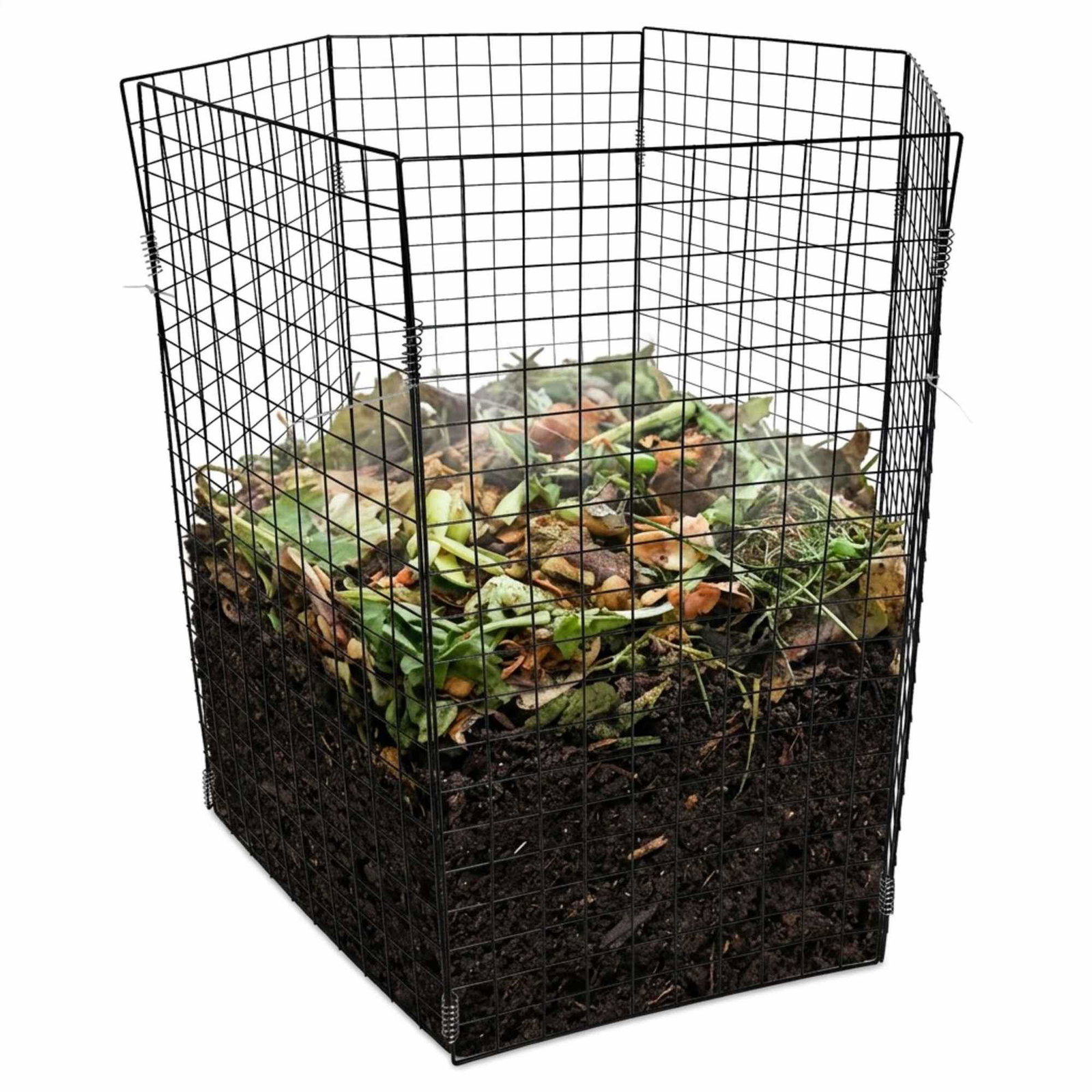 Sekskantet ståltrådskomposter til haven – stor kapacitet