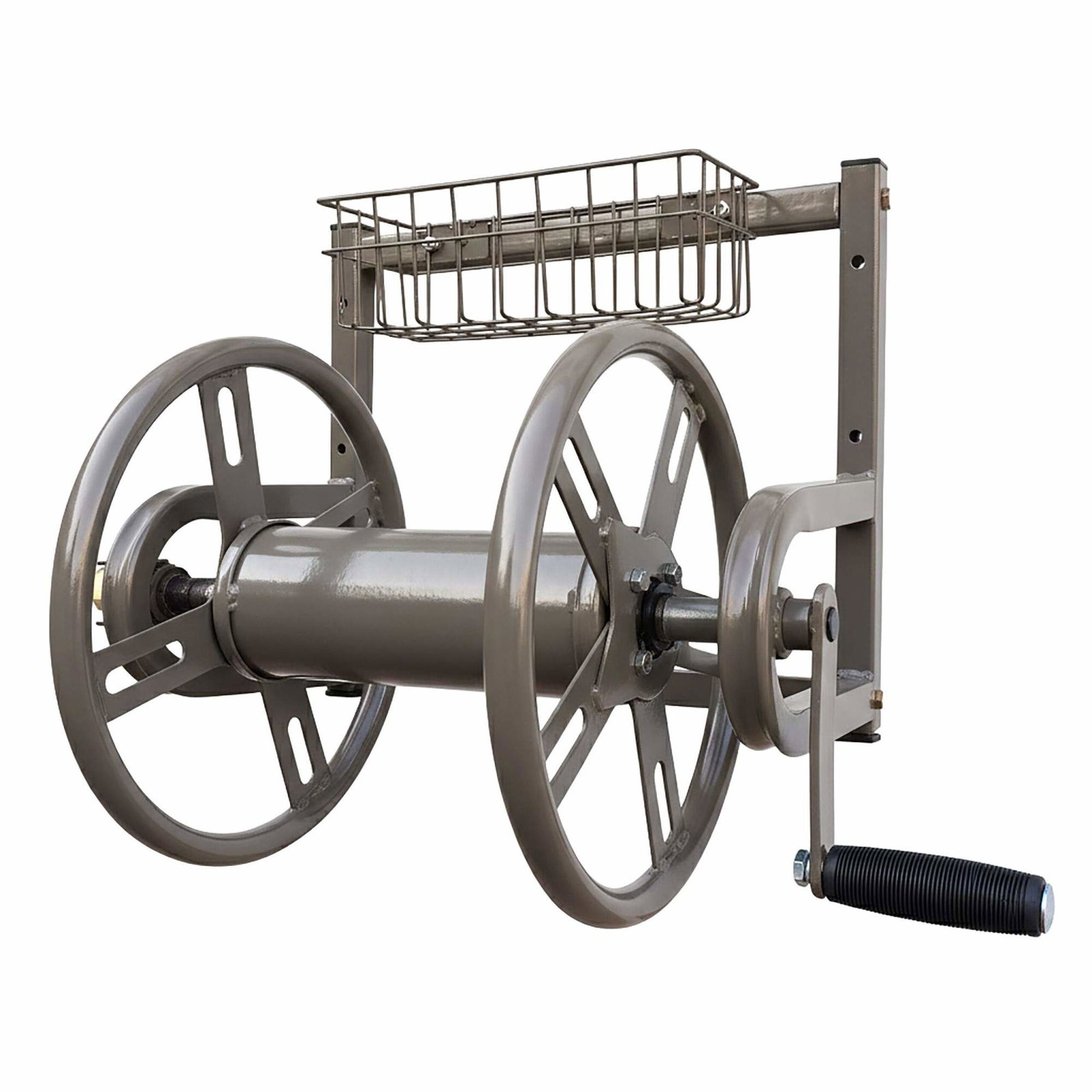 Vægmonteret slangeopruller med håndsving og slangeadapter