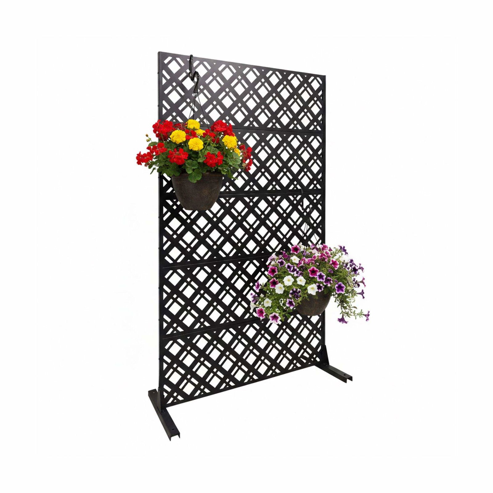 Haveskærm – Diamantmønster, Sort Metal