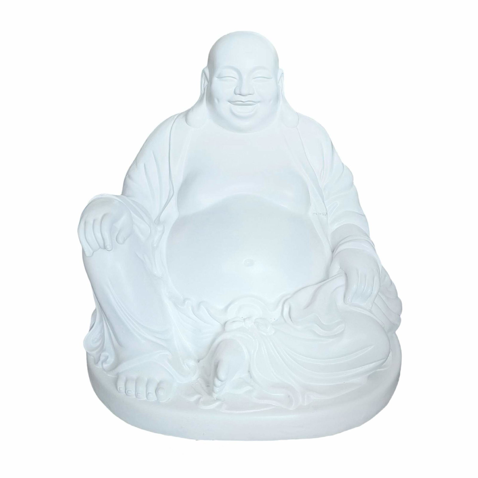 Laughing Buddha Statue 45cm – Sten-look, Indendørs/Udendørs