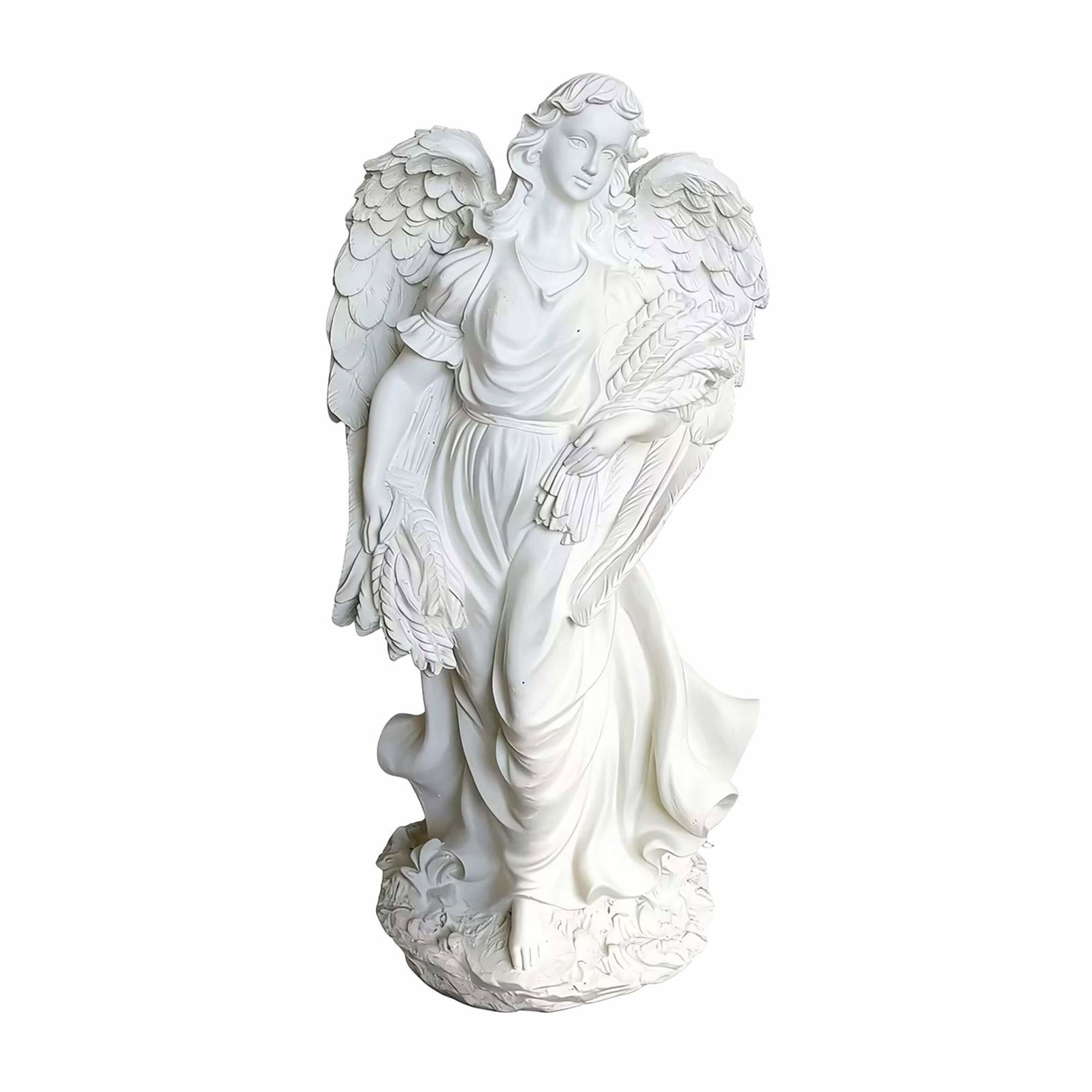 Stor engelstatue på kirkegården – vejrbestandigt mindesmærke