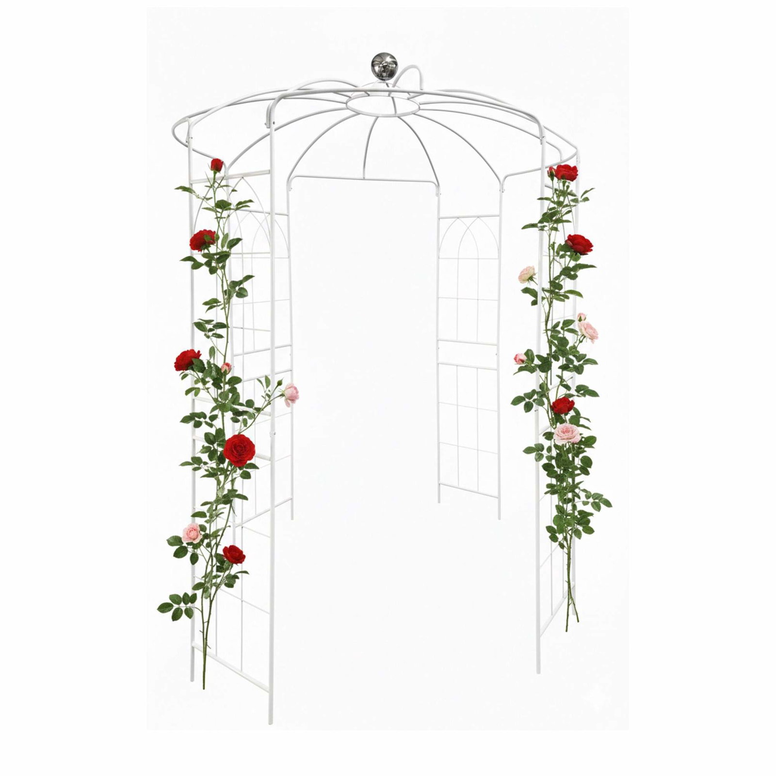 Trädgårdsberså i metall med kupol och krok för hängande korg | Hem & Hobby | Pryloteket